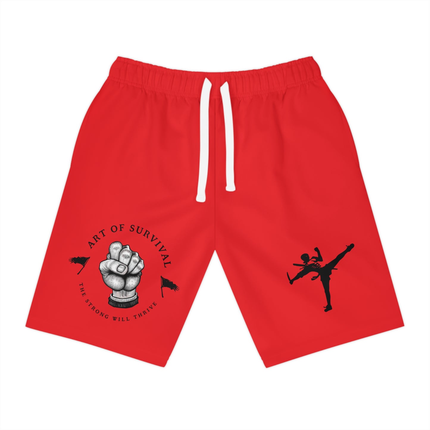 Men's Art of Survival Athletic Long Shorts - Fist Design - Fitness Brand