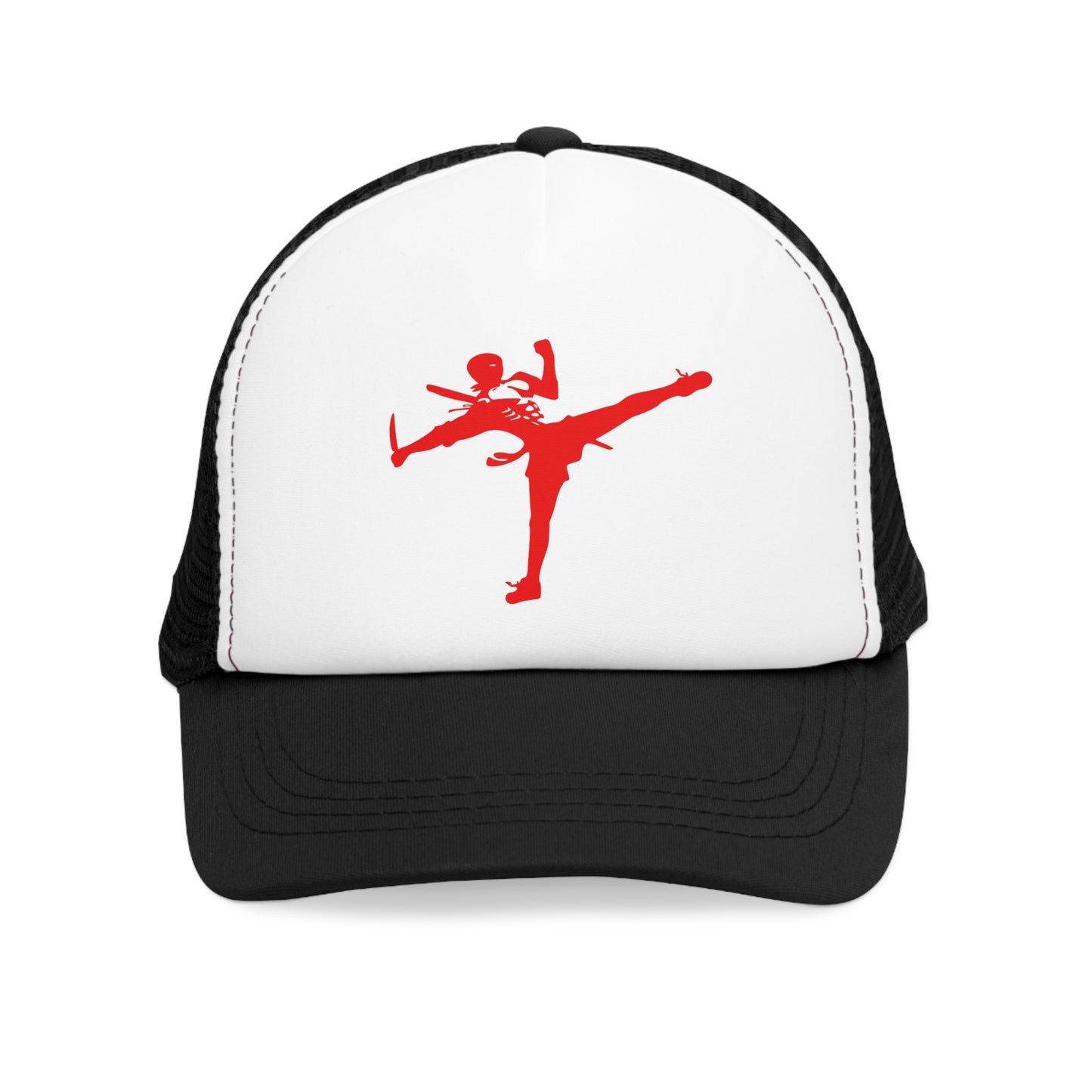 Kickin' It Skeleton Mesh Cap - Sporty Trucker Hat for Cool Vibes