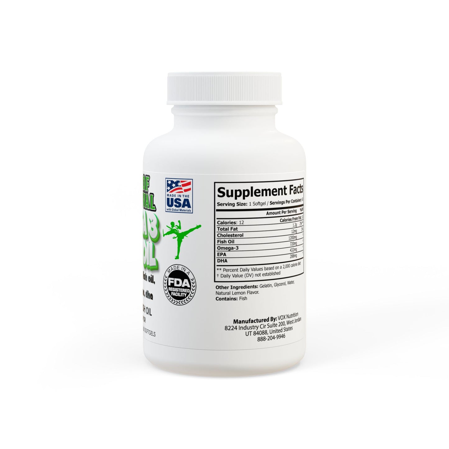 Omega 3 Fish Oil Supplement (60 Softgels)