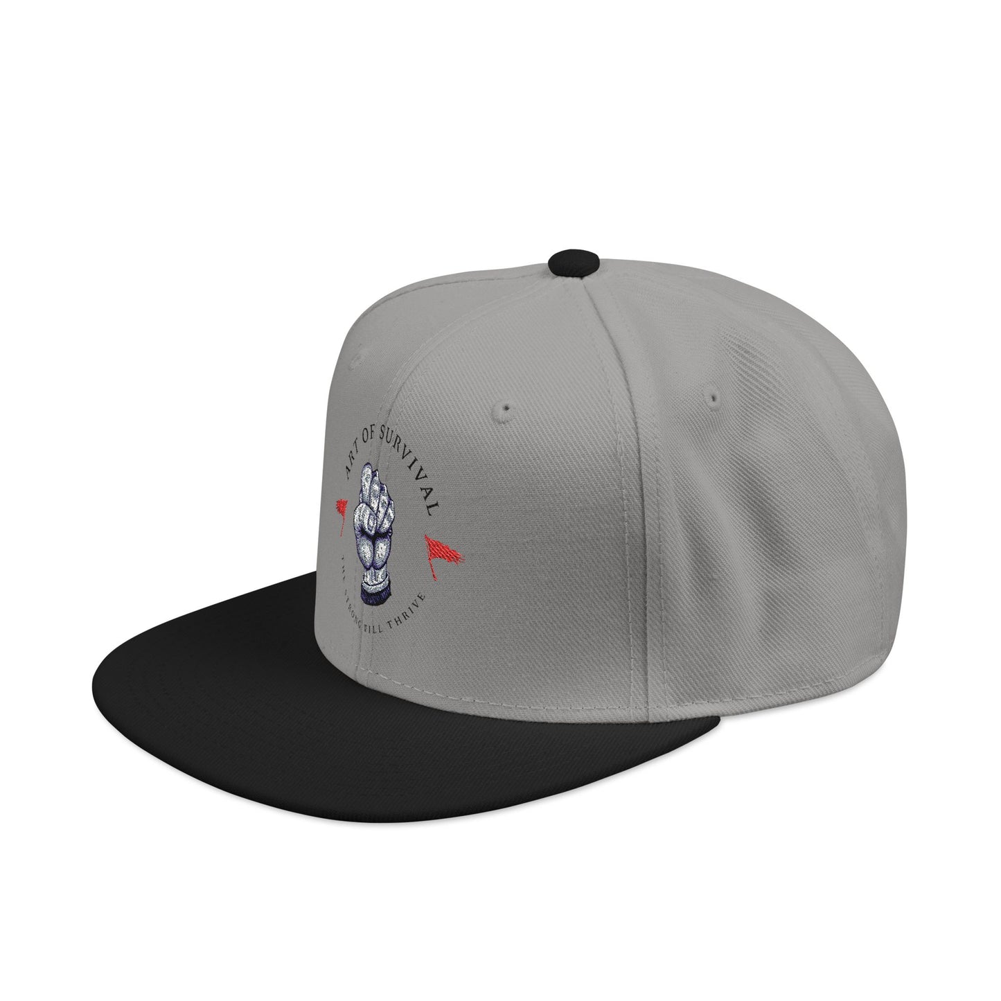Snapback Cap - The Art of Survival Fist Logo Embroidery Hat - Martial Arts Fitness Longevity Apparel