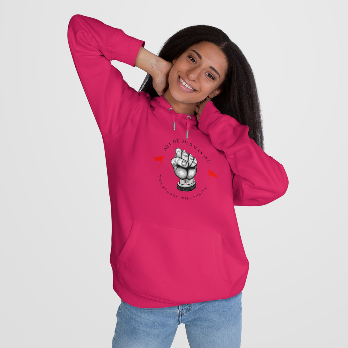 Martial Arts Hoodie - The Art of Survival - Fist Logo - 'The Strong Will Thrive' Subtitle