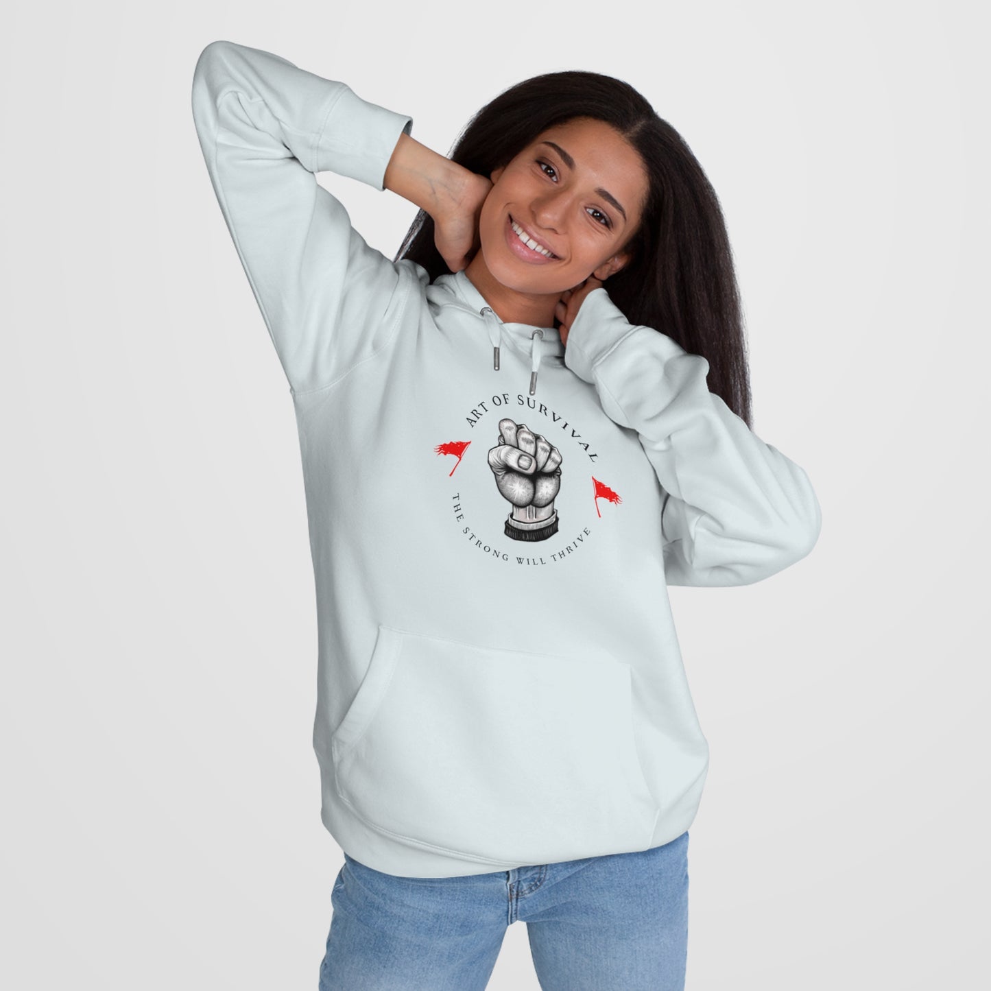 Martial Arts Hoodie - The Art of Survival - Fist Logo - 'The Strong Will Thrive' Subtitle
