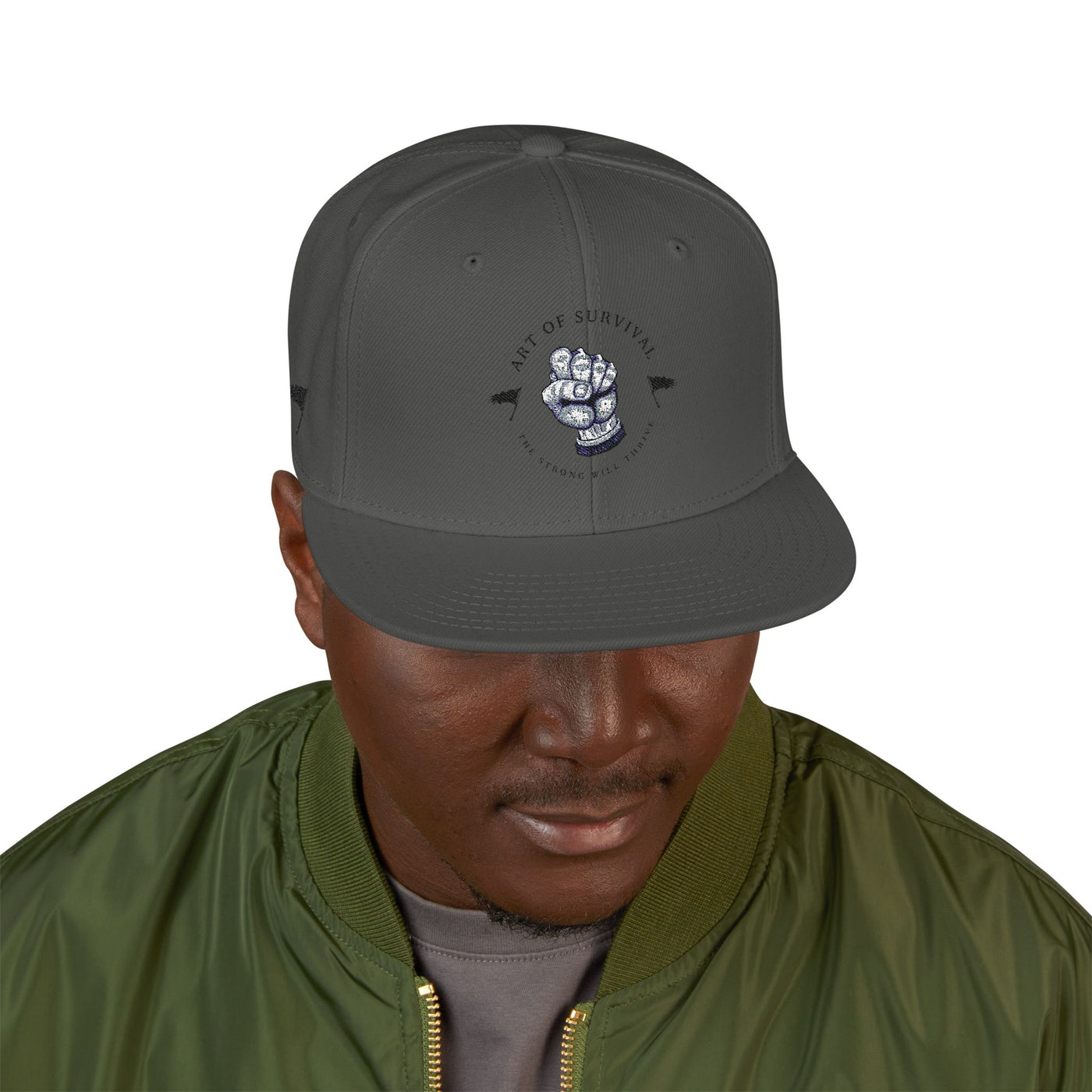 Snapback Cap - The Art of Survival Fist Logo Embroidery Hat - Martial Arts Fitness Longevity Apparel