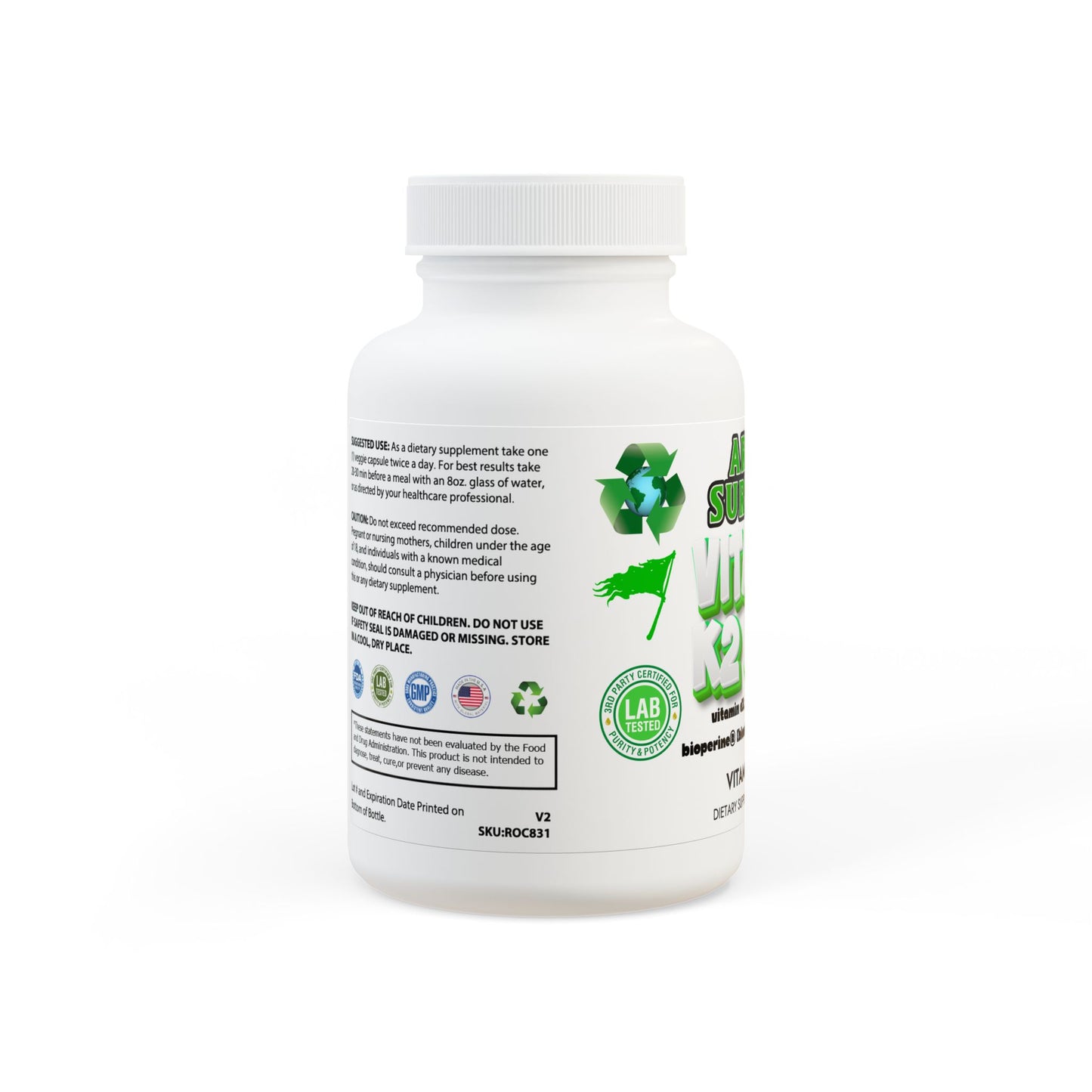 Vitamin K2 + D3 Supplement (60 Capsules)