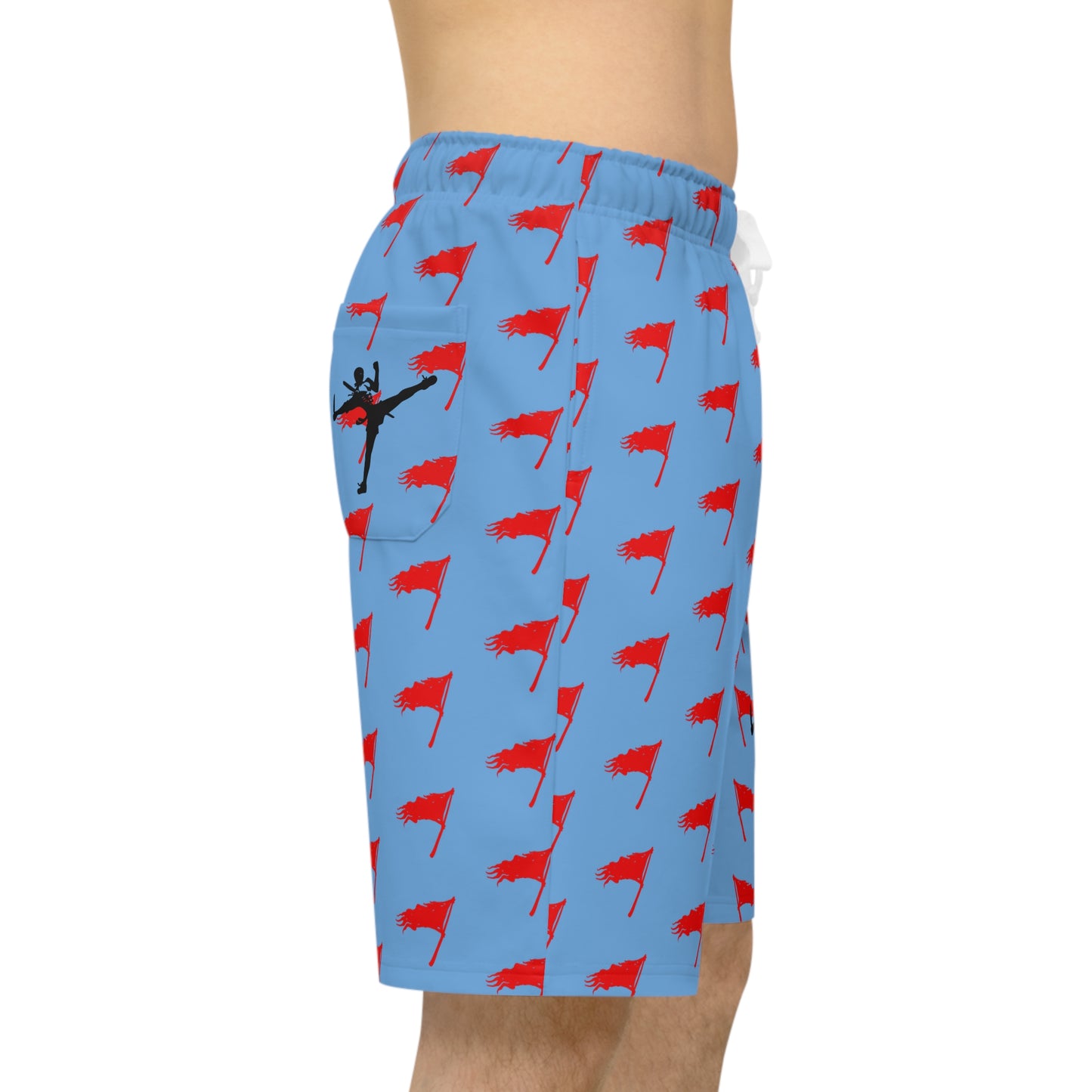 Men's Art of Survival Athletic Long Shorts - Red Flag Design for Active Lifestyle