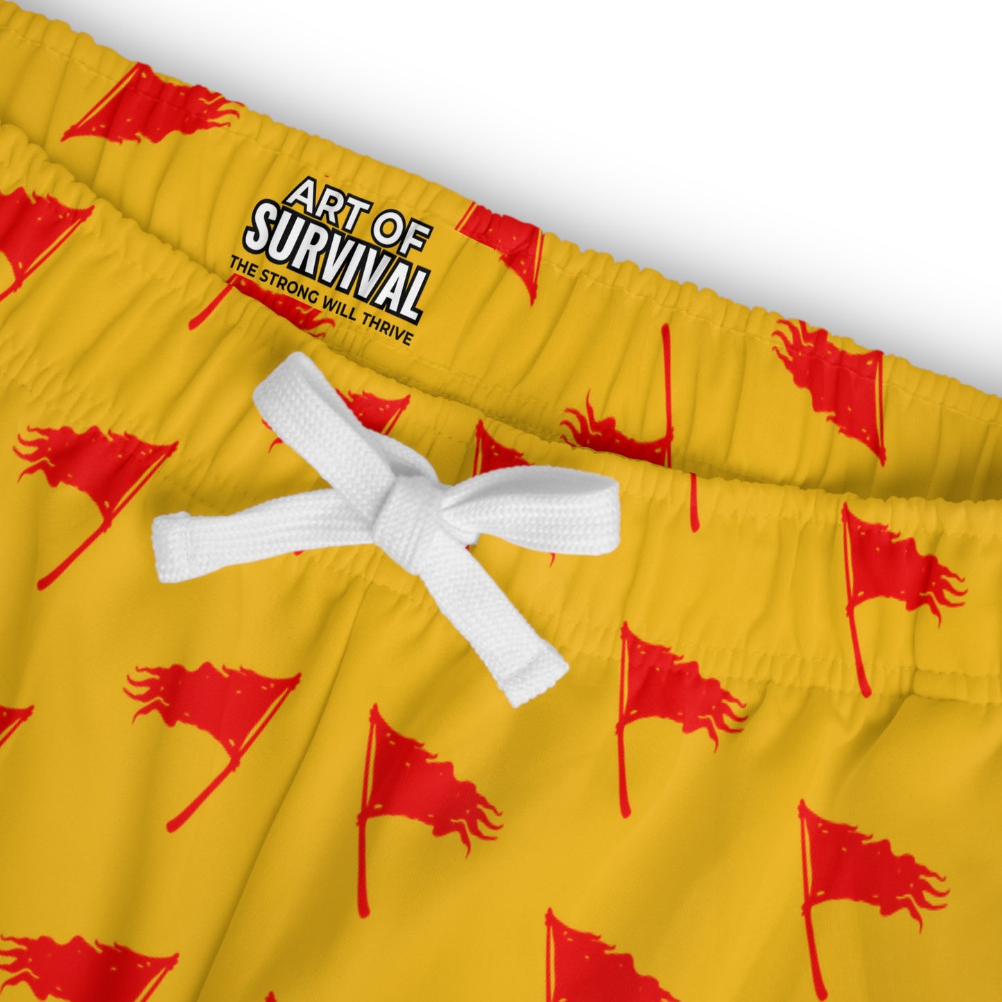 Men's Art of Survival Athletic Long Shorts - Red Flag Design for Active Lifestyle