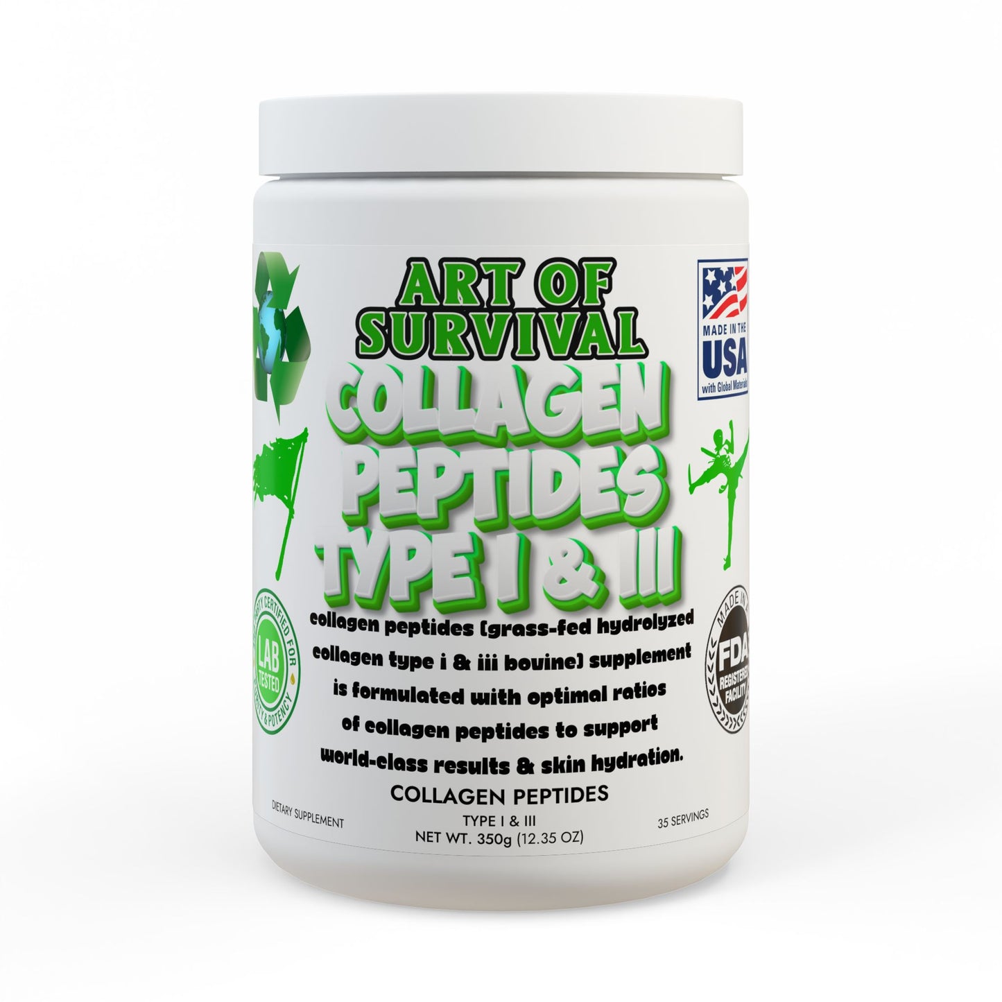 Collagen Peptides Type I & III Supplement (350g, 12.3oz)