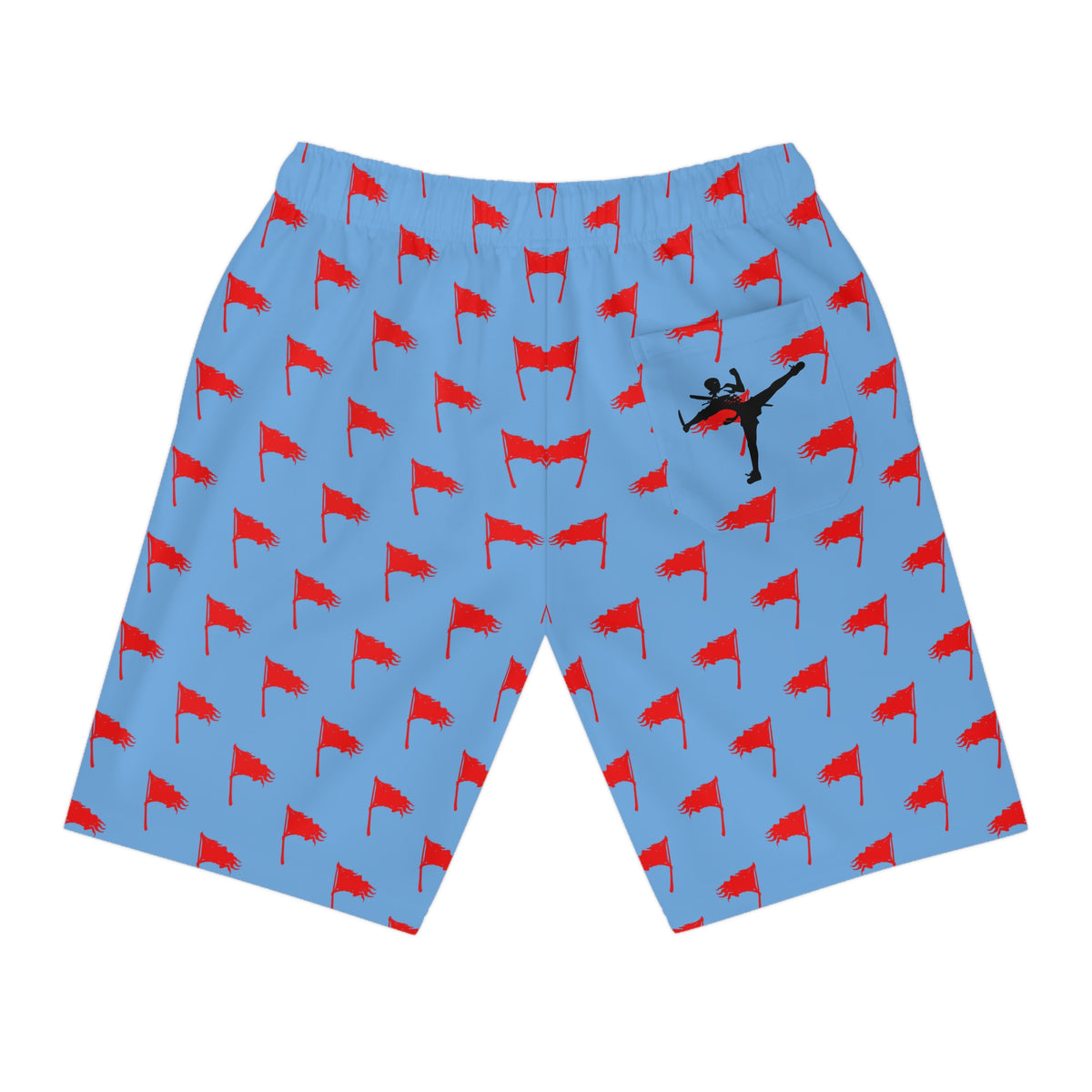 Men's Art of Survival Athletic Long Shorts - Red Flag Design for Active Lifestyle