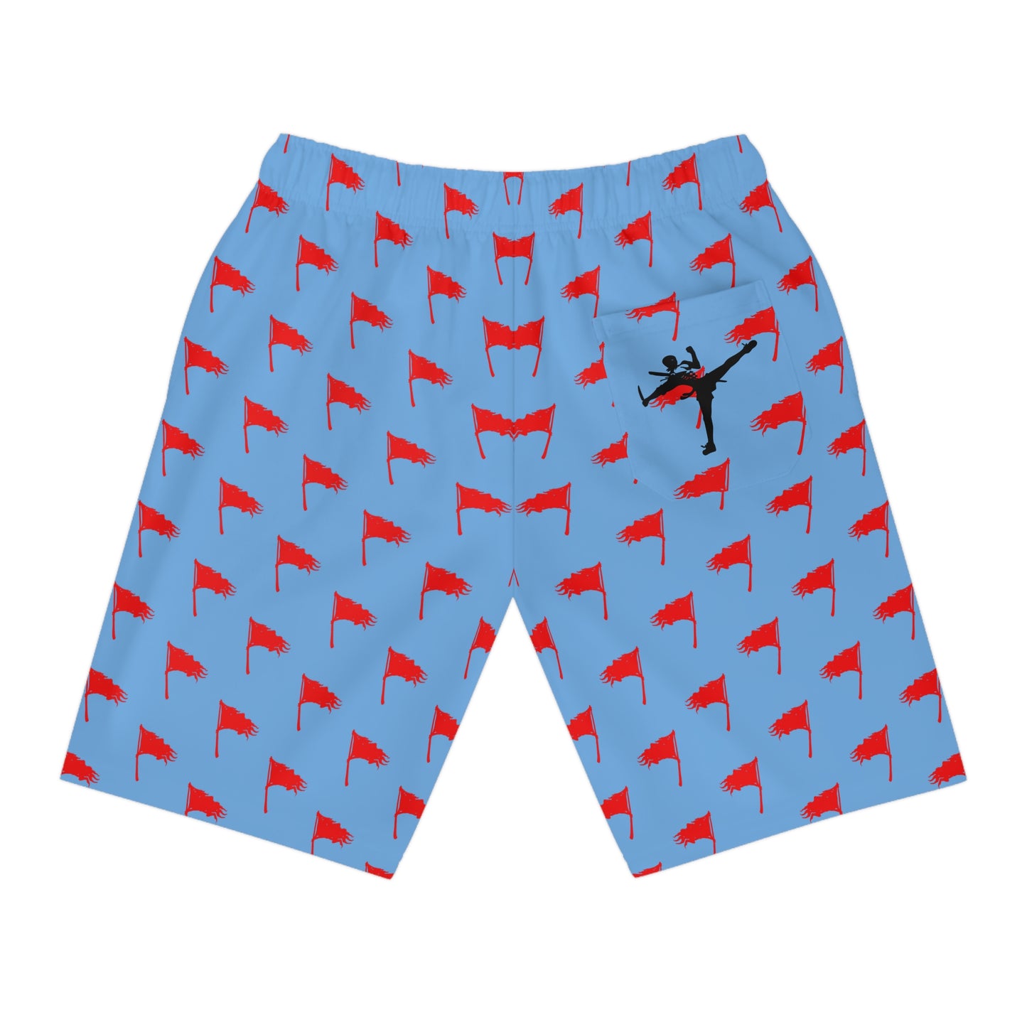 Men's Art of Survival Athletic Long Shorts - Red Flag Design for Active Lifestyle
