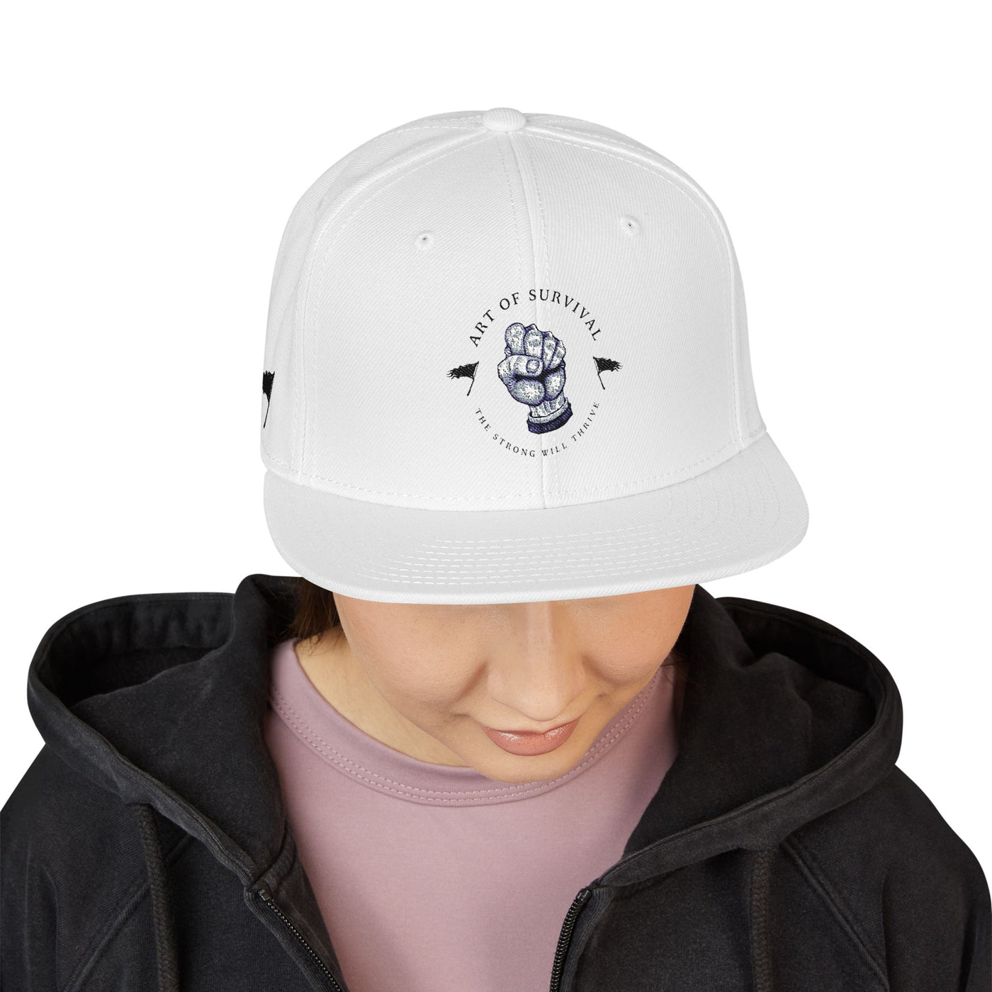 Snapback Cap - The Art of Survival Fist Logo Embroidery Hat - Martial Arts Fitness Longevity Apparel