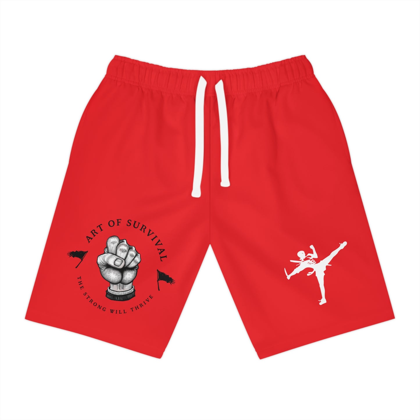 Men's Art of Survival Athletic Long Shorts - Fist Design - Fitness Brand