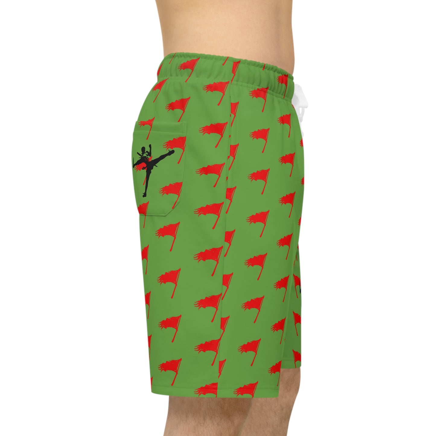 Men's Art of Survival Athletic Long Shorts - Red Flag Design for Active Lifestyle