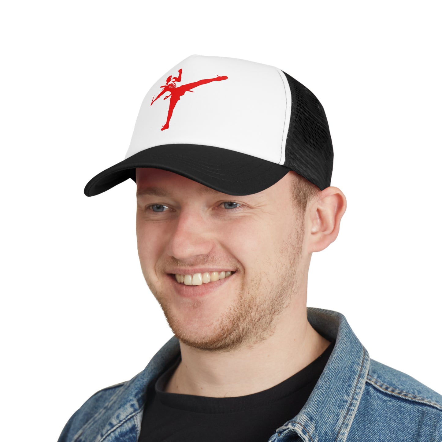 Kickin' It Skeleton Mesh Cap - Sporty Trucker Hat for Cool Vibes