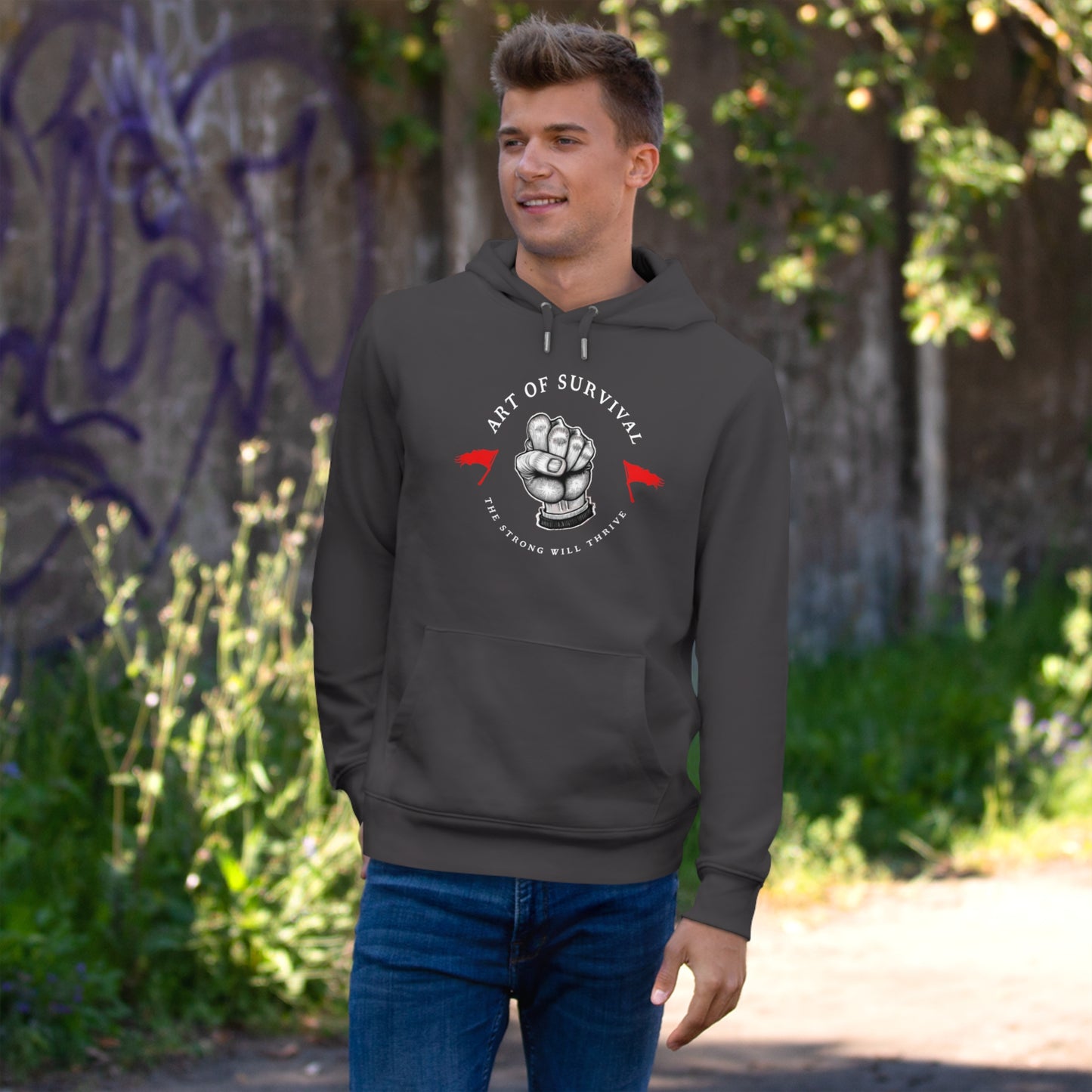 Martial Arts Hoodie - The Art of Survival - Fist Logo - 'The Strong Will Thrive' Subtitle