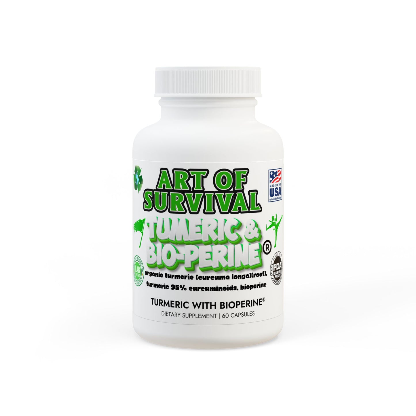 Turmeric with BioPerine® (Black Pepper Fruit Extract) Supplement (60 Capsules)