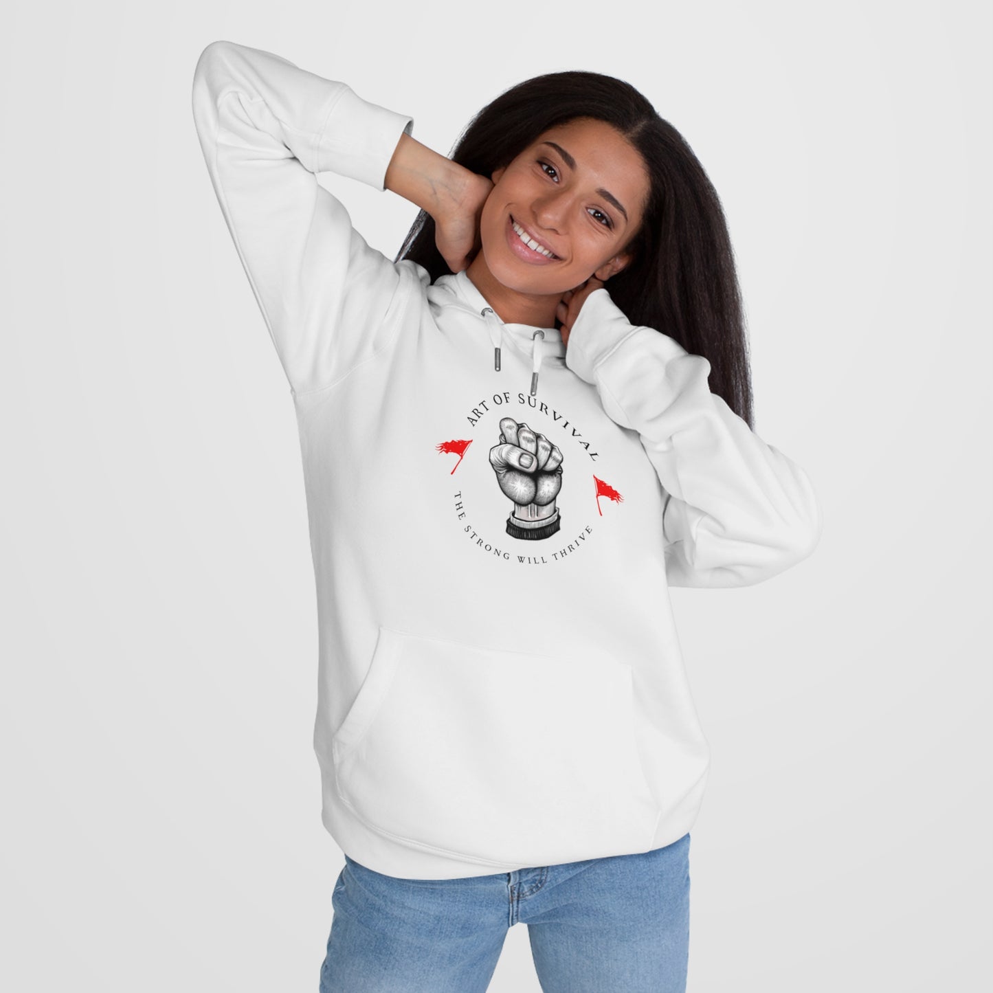Martial Arts Hoodie - The Art of Survival - Fist Logo - 'The Strong Will Thrive' Subtitle