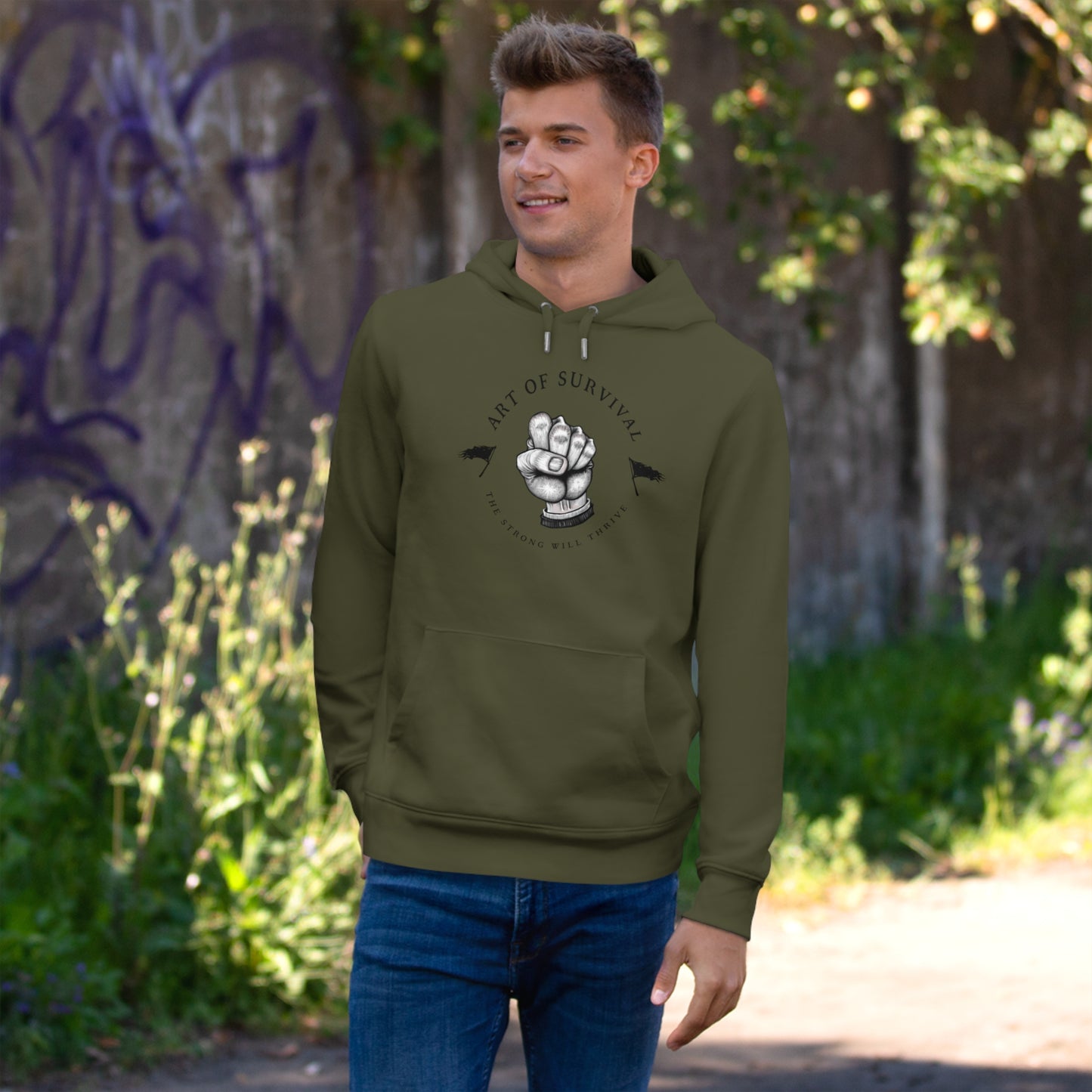 Martial Arts Hoodie - The Art of Survival - Fist Logo - 'The Strong Will Thrive' Subtitle
