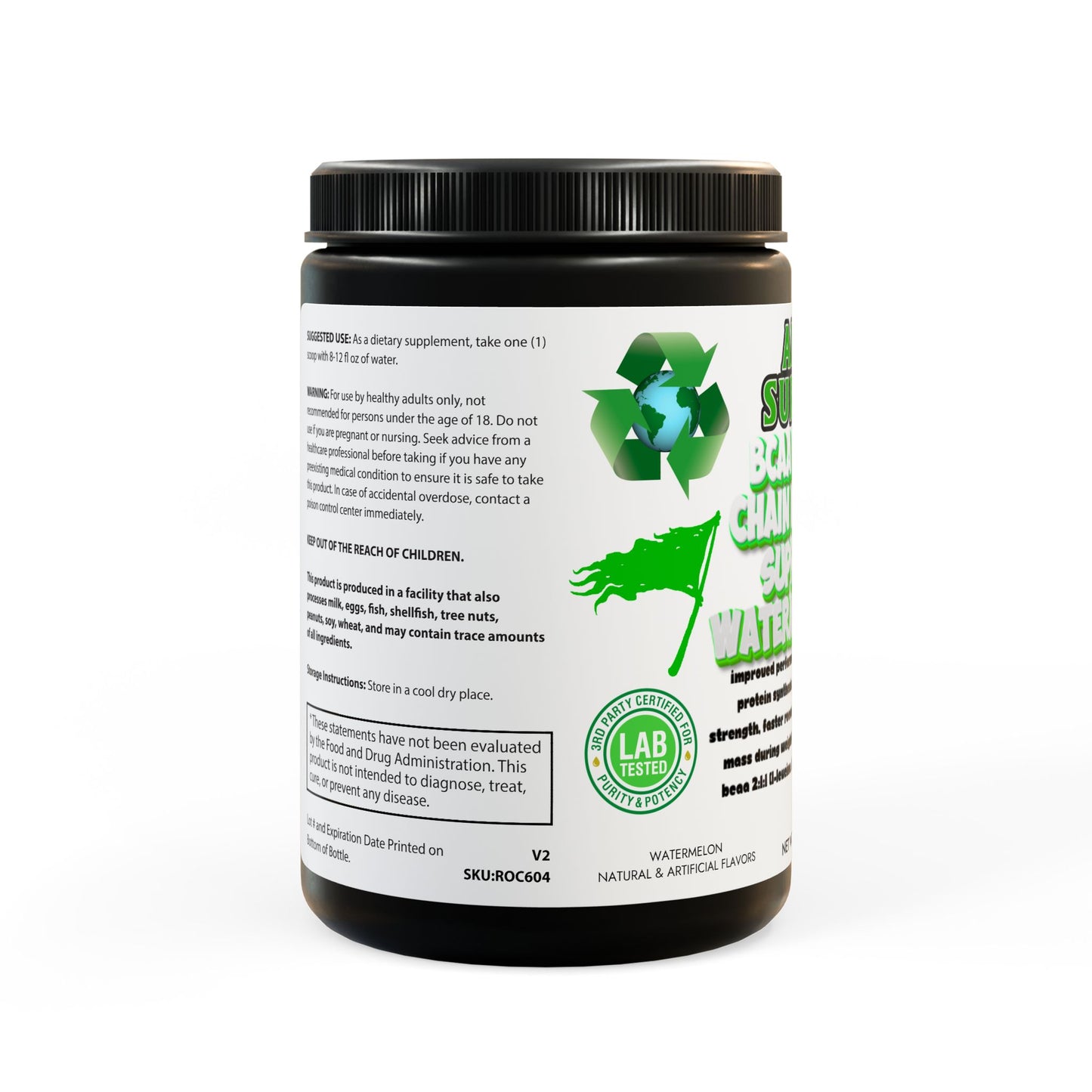 BCAA Supplement, Watermelon (325g, 11.46oz, 45 servings)