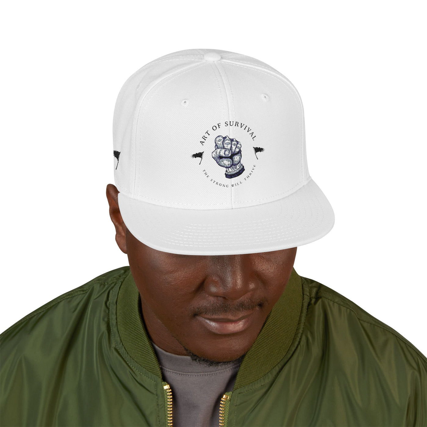 Snapback Cap - The Art of Survival Fist Logo Embroidery Hat - Martial Arts Fitness Longevity Apparel