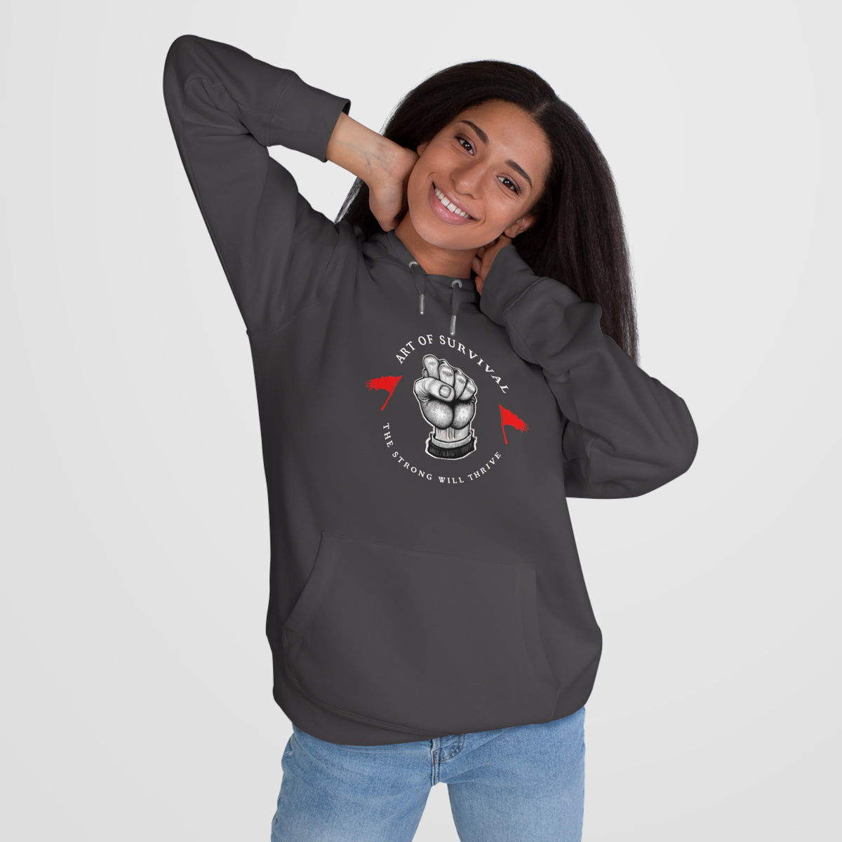 Martial Arts Hoodie - The Art of Survival - Fist Logo - 'The Strong Will Thrive' Subtitle