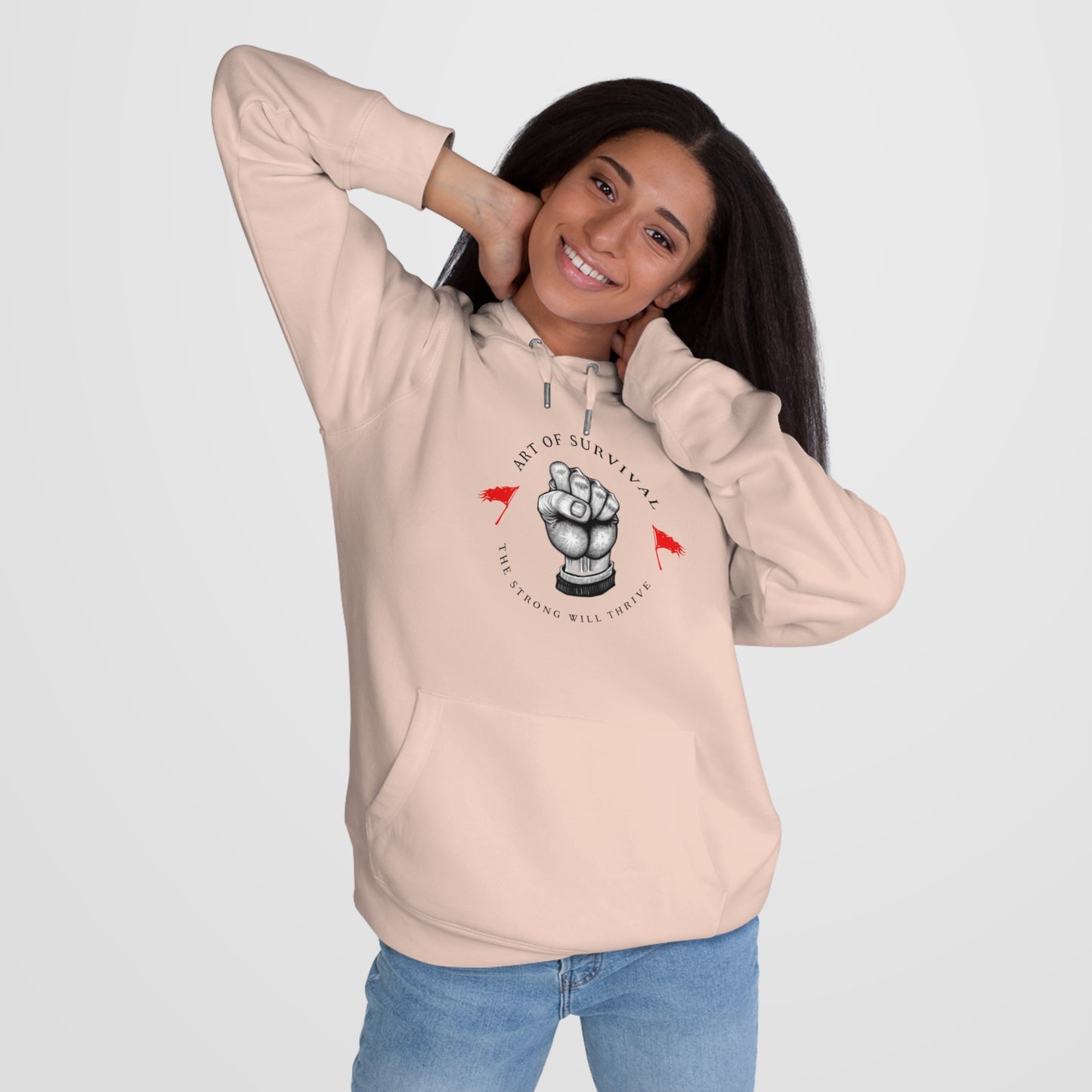 Martial Arts Hoodie - The Art of Survival - Fist Logo - 'The Strong Will Thrive' Subtitle