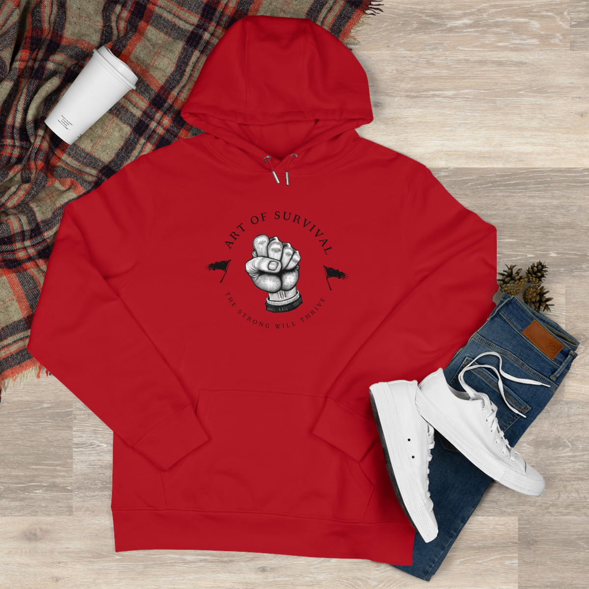 Martial Arts Hoodie - The Art of Survival - Fist Logo - 'The Strong Will Thrive' Subtitle