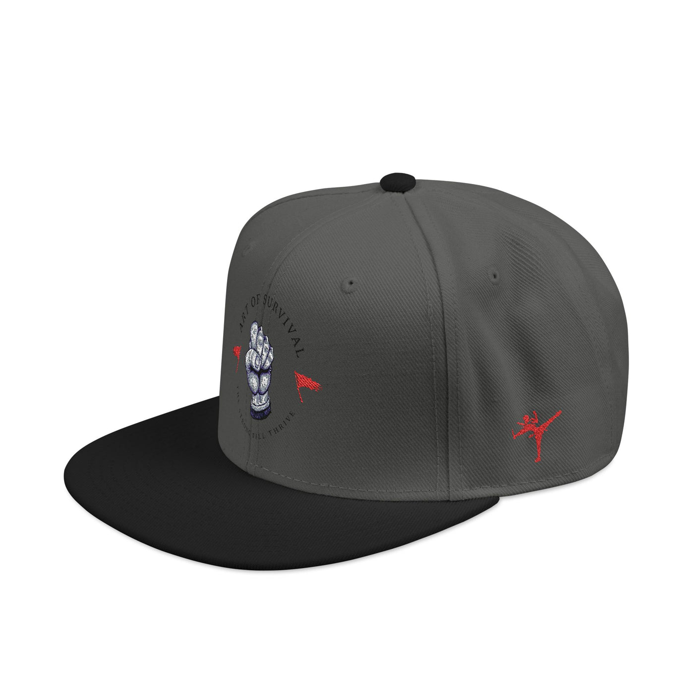 Snapback Cap - The Art of Survival Fist Logo Embroidery Hat - Martial Arts Fitness Longevity Apparel