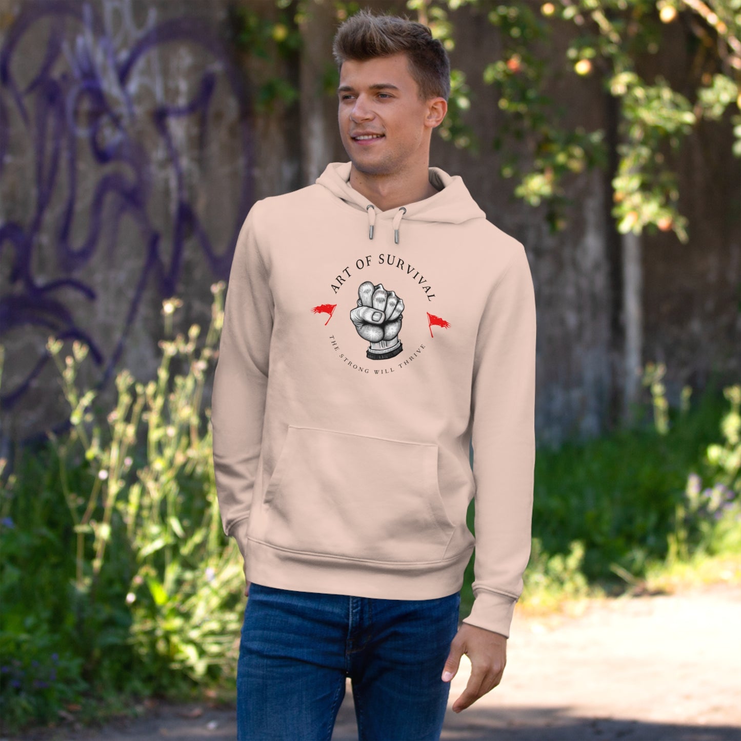 Martial Arts Hoodie - The Art of Survival - Fist Logo - 'The Strong Will Thrive' Subtitle