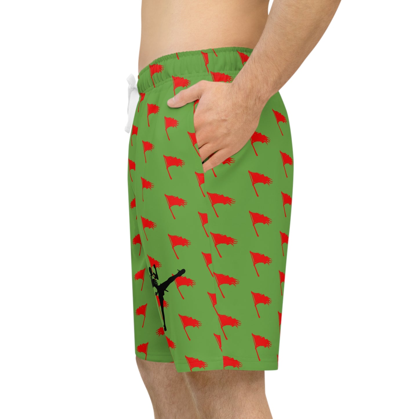 Men's Art of Survival Athletic Long Shorts - Red Flag Design for Active Lifestyle