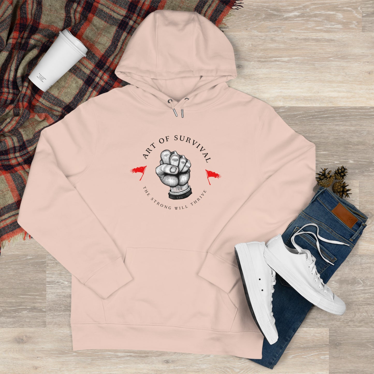 Martial Arts Hoodie - The Art of Survival - Fist Logo - 'The Strong Will Thrive' Subtitle