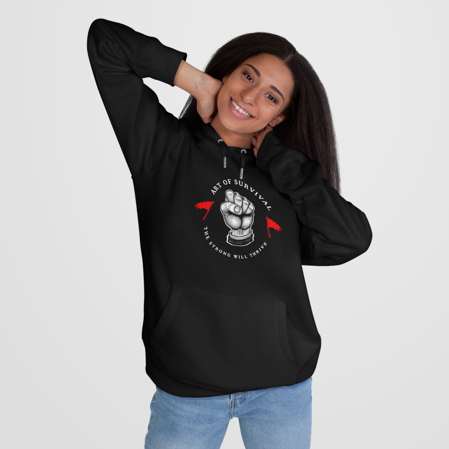 Martial Arts Hoodie - The Art of Survival - Fist Logo - 'The Strong Will Thrive' Subtitle