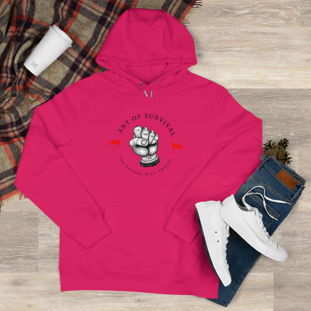 Martial Arts Hoodie - The Art of Survival - Fist Logo - 'The Strong Will Thrive' Subtitle