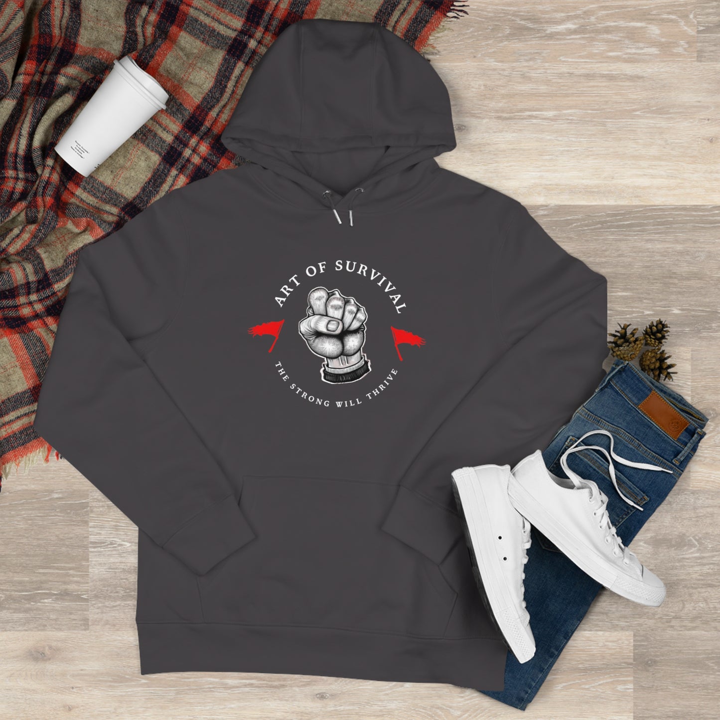 Martial Arts Hoodie - The Art of Survival - Fist Logo - 'The Strong Will Thrive' Subtitle
