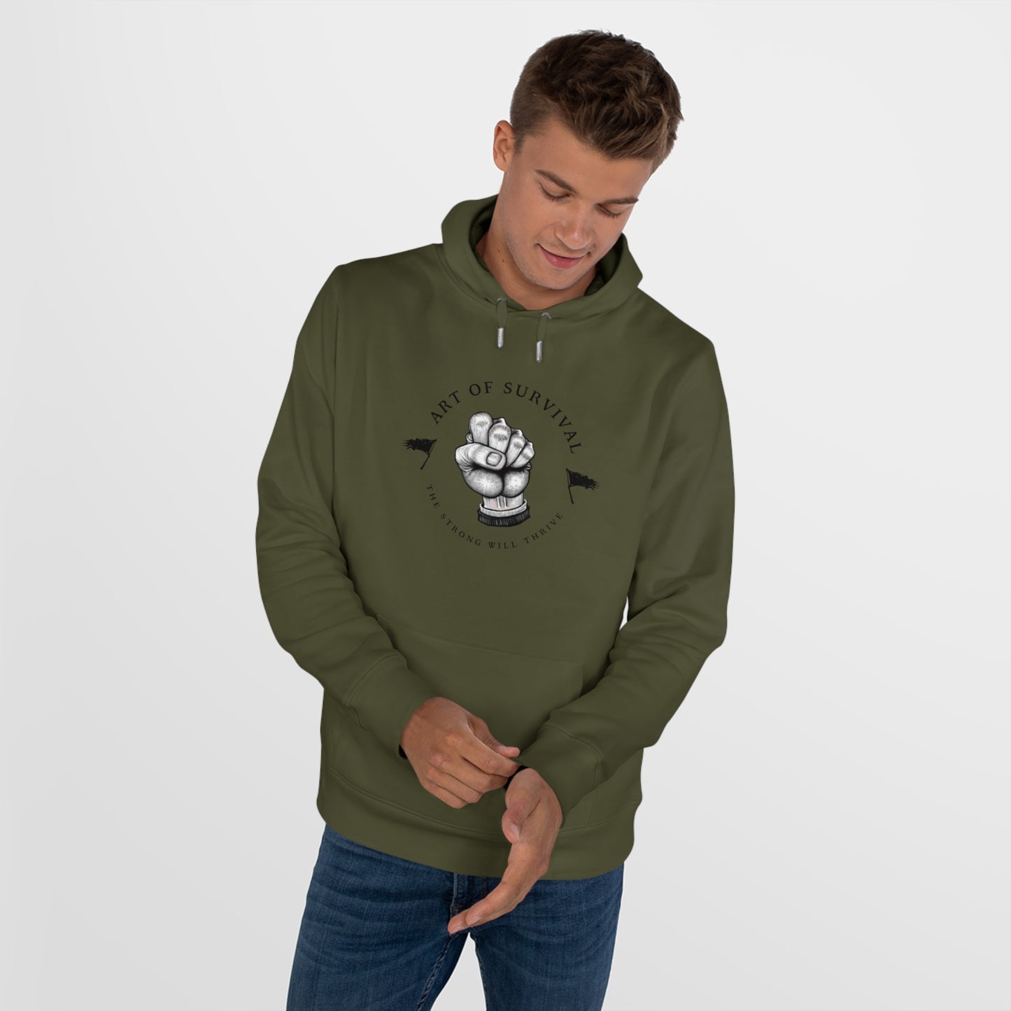 Martial Arts Hoodie - The Art of Survival - Fist Logo - 'The Strong Will Thrive' Subtitle