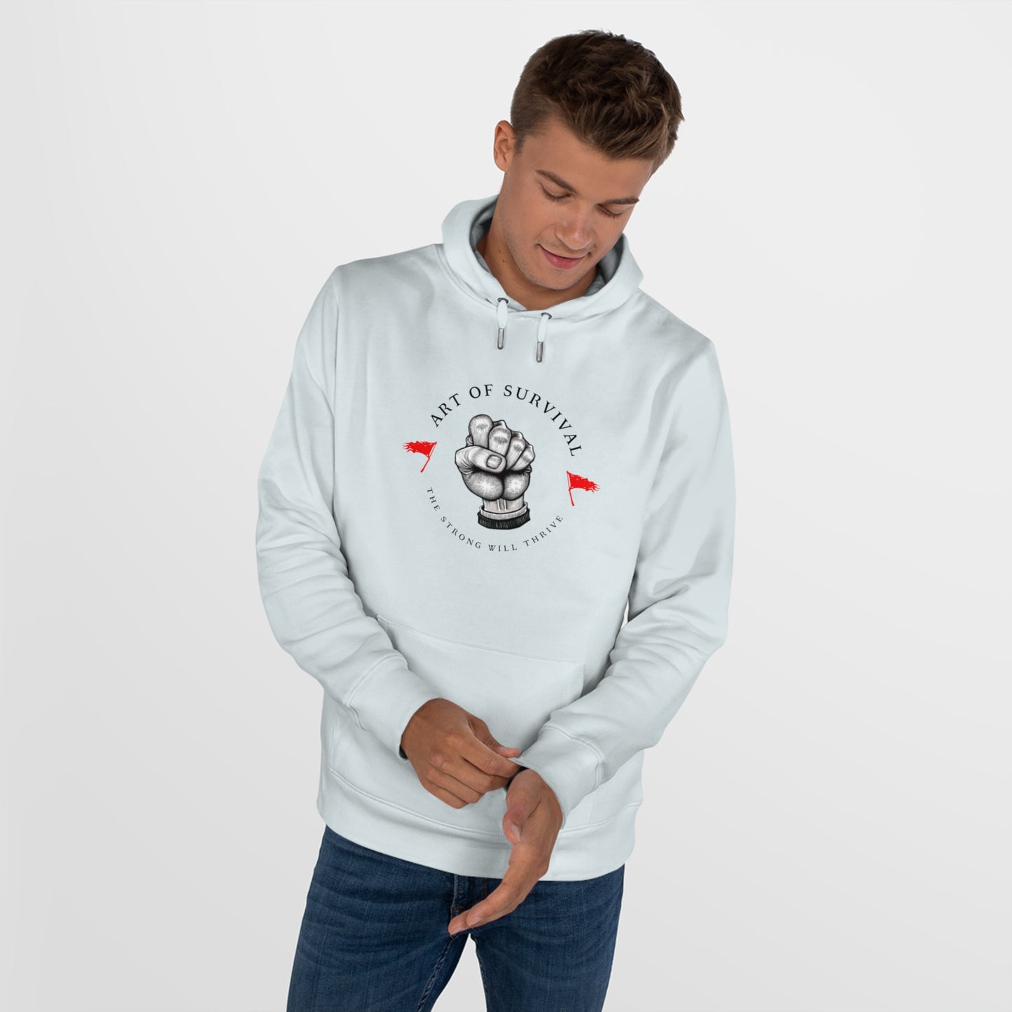 Martial Arts Hoodie - The Art of Survival - Fist Logo - 'The Strong Will Thrive' Subtitle