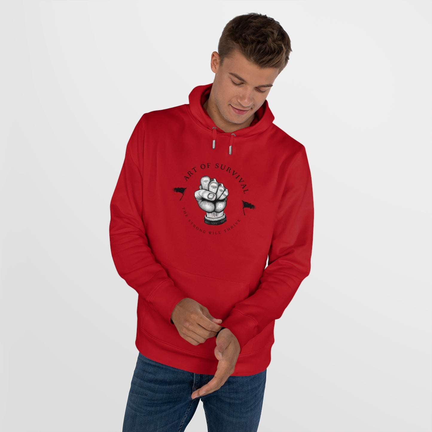 Martial Arts Hoodie - The Art of Survival - Fist Logo - 'The Strong Will Thrive' Subtitle