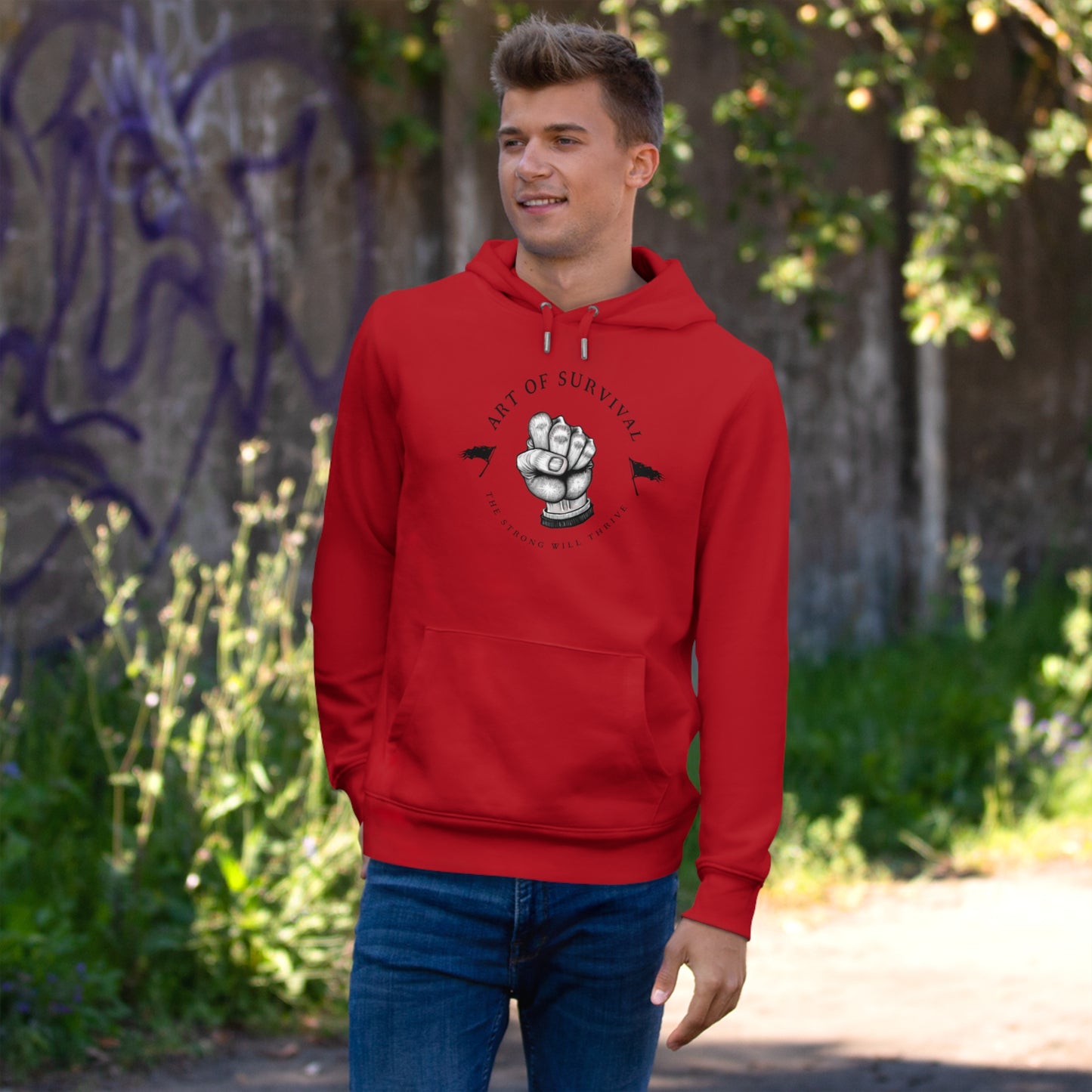 Martial Arts Hoodie - The Art of Survival - Fist Logo - 'The Strong Will Thrive' Subtitle