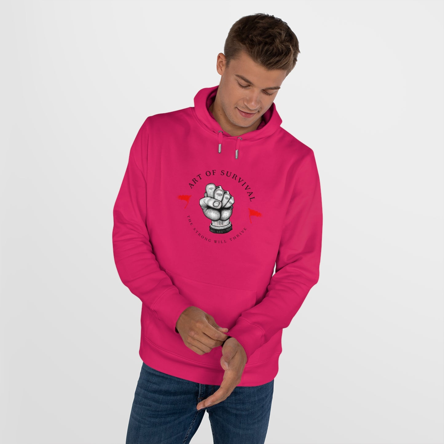Martial Arts Hoodie - The Art of Survival - Fist Logo - 'The Strong Will Thrive' Subtitle