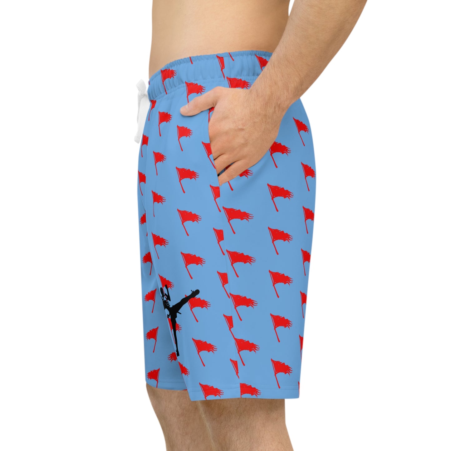 Men's Art of Survival Athletic Long Shorts - Red Flag Design for Active Lifestyle