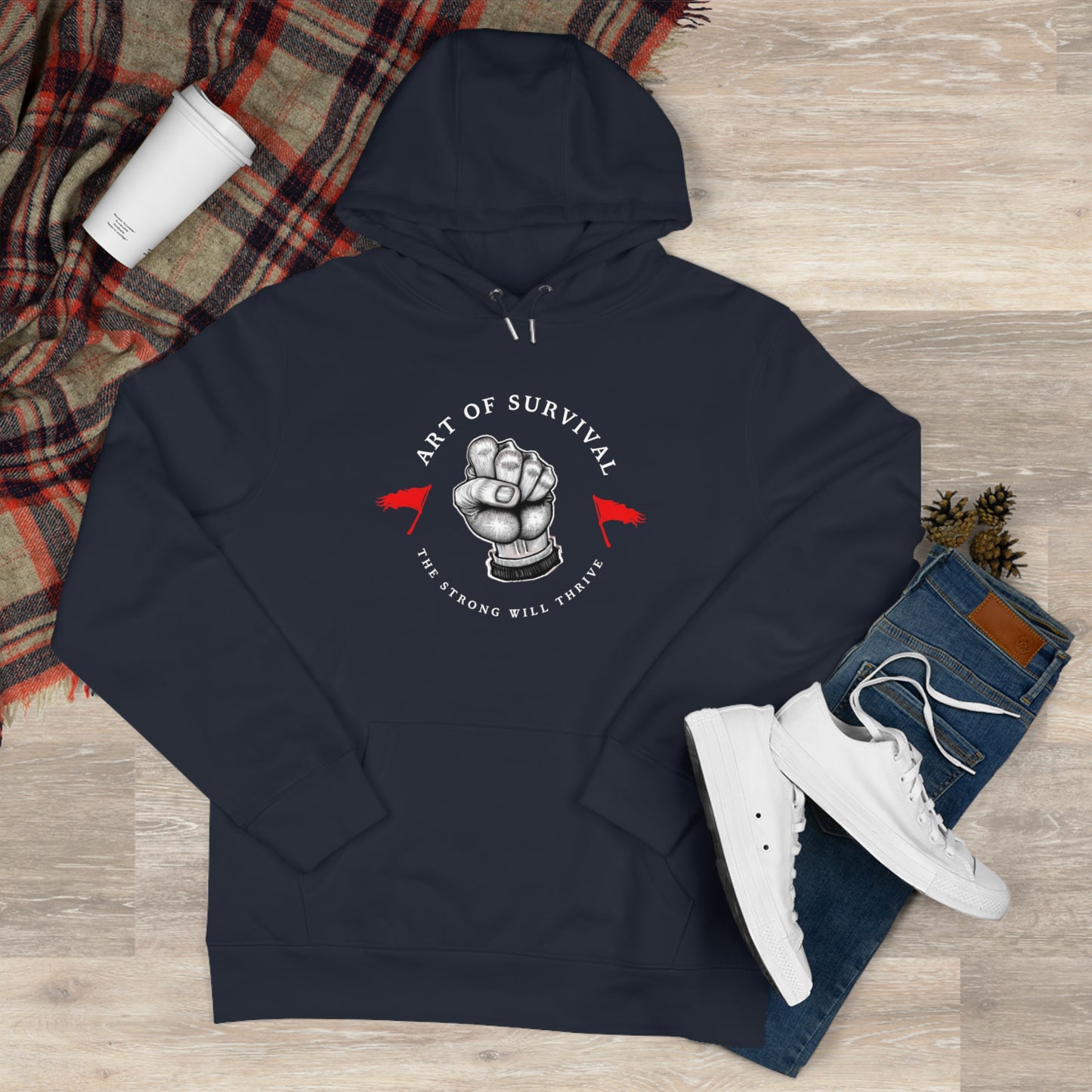 Martial Arts Hoodie - The Art of Survival - Fist Logo - 'The Strong Will Thrive' Subtitle