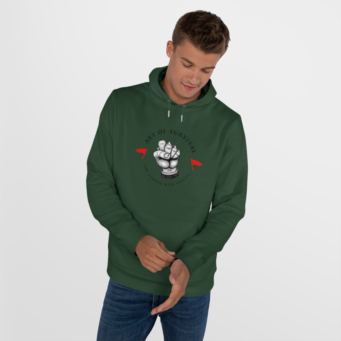 Martial Arts Hoodie - The Art of Survival - Fist Logo - 'The Strong Will Thrive' Subtitle