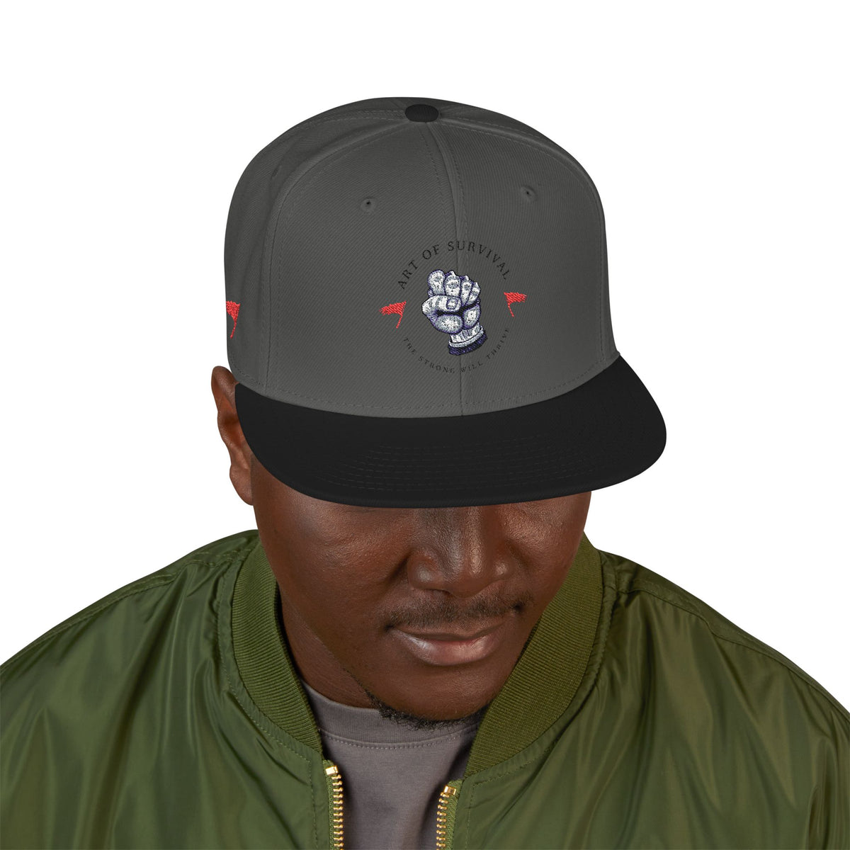 Snapback Cap - The Art of Survival Fist Logo Embroidery Hat - Martial Arts Fitness Longevity Apparel