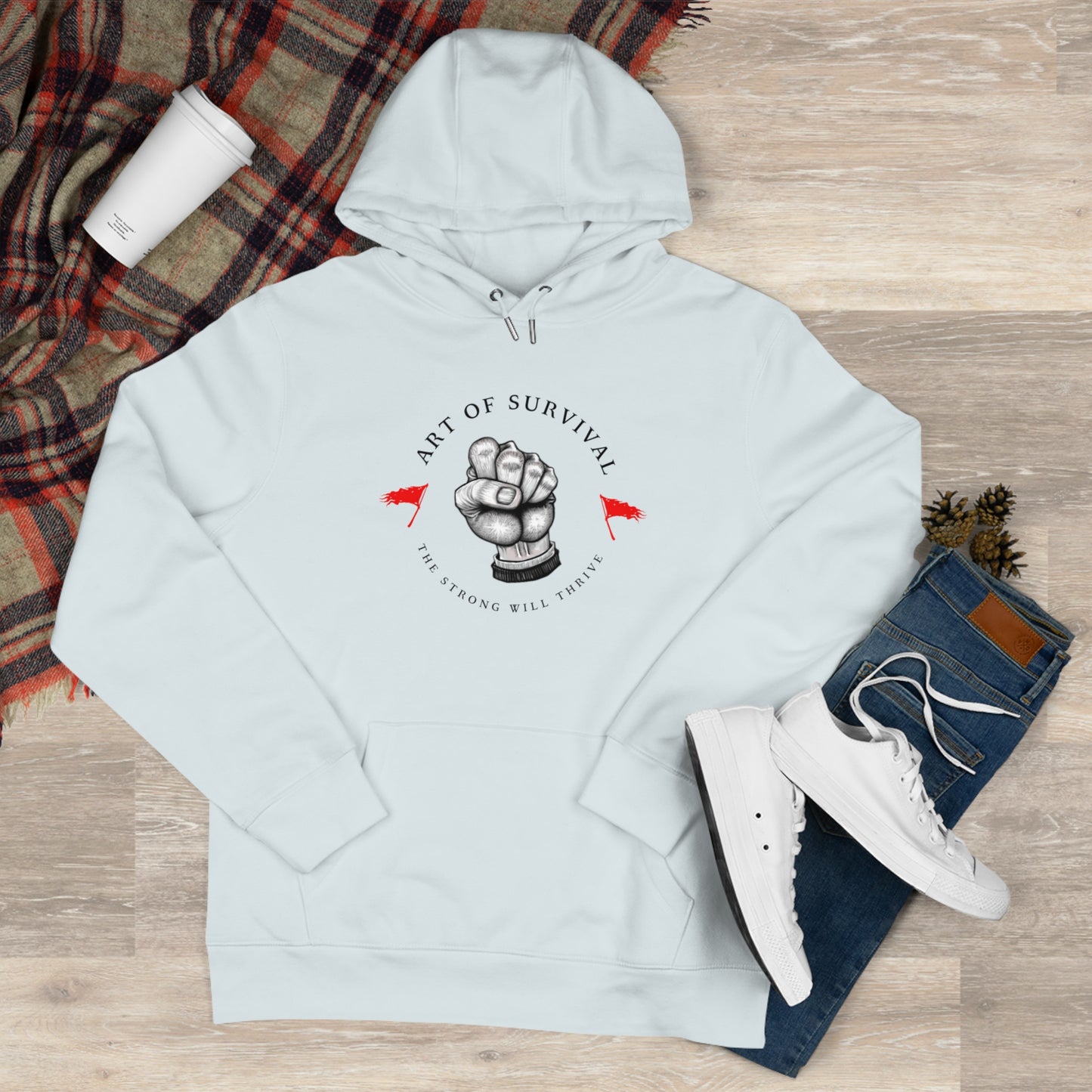Martial Arts Hoodie - The Art of Survival - Fist Logo - 'The Strong Will Thrive' Subtitle