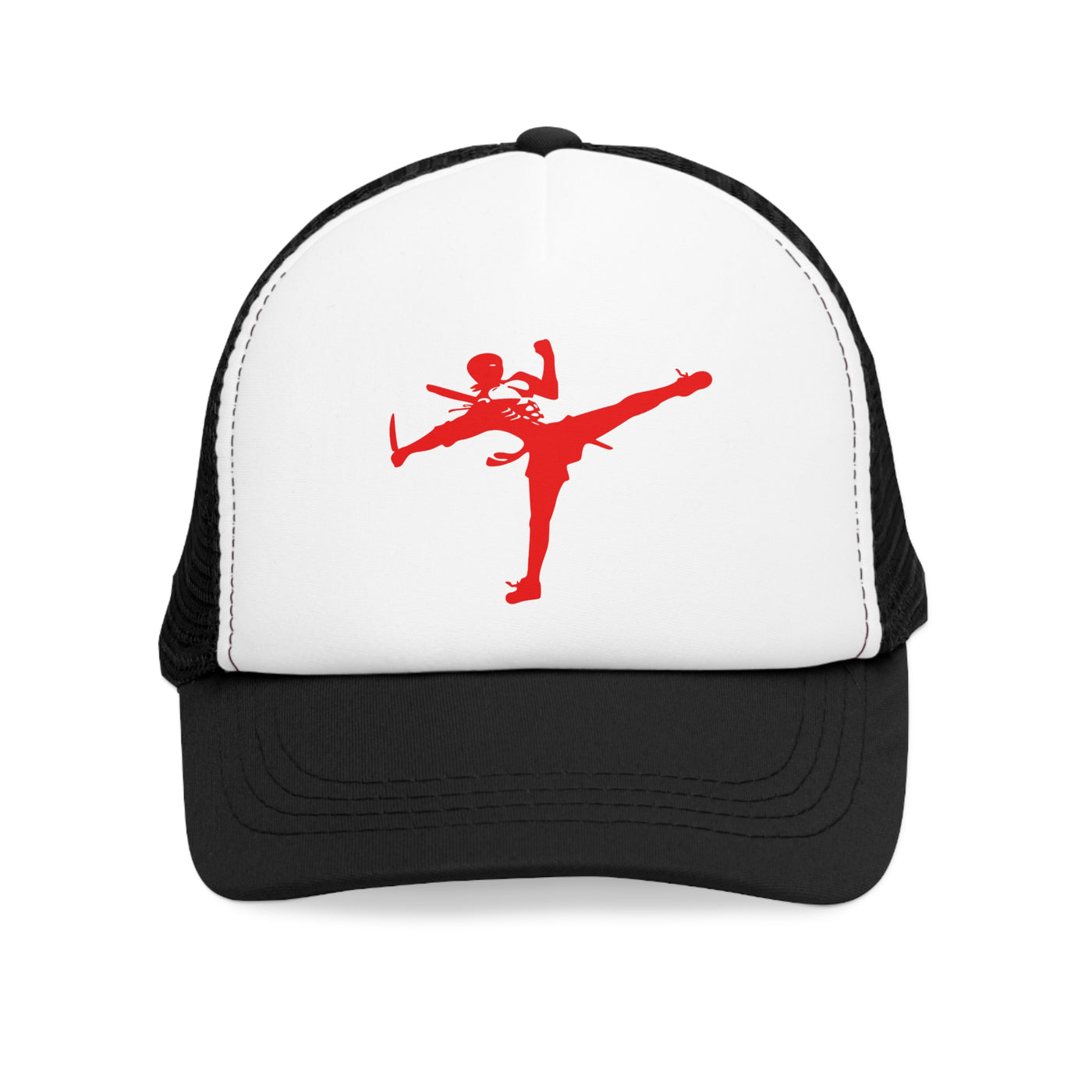 Kickin' It Skeleton Mesh Cap - Sporty Trucker Hat for Cool Vibes