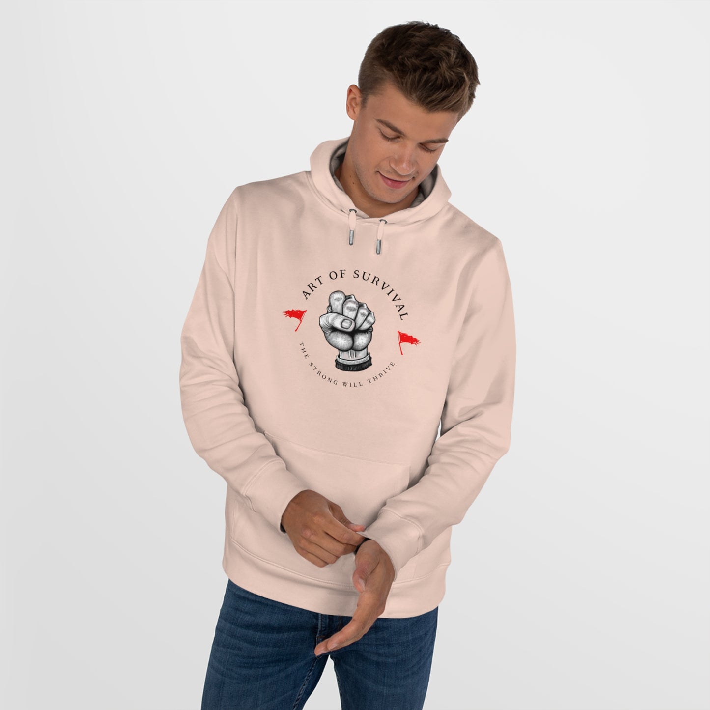 Martial Arts Hoodie - The Art of Survival - Fist Logo - 'The Strong Will Thrive' Subtitle