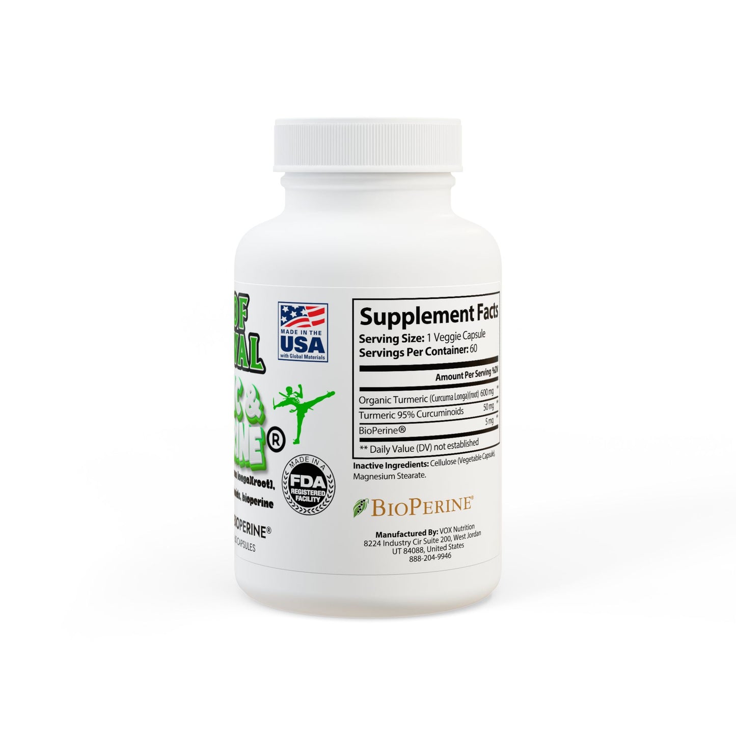 Turmeric with BioPerine® (Black Pepper Fruit Extract) Supplement (60 Capsules)