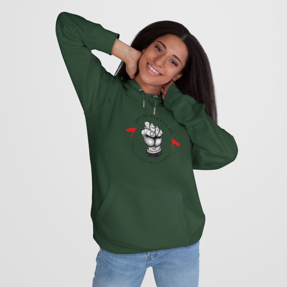 Martial Arts Hoodie - The Art of Survival - Fist Logo - 'The Strong Will Thrive' Subtitle