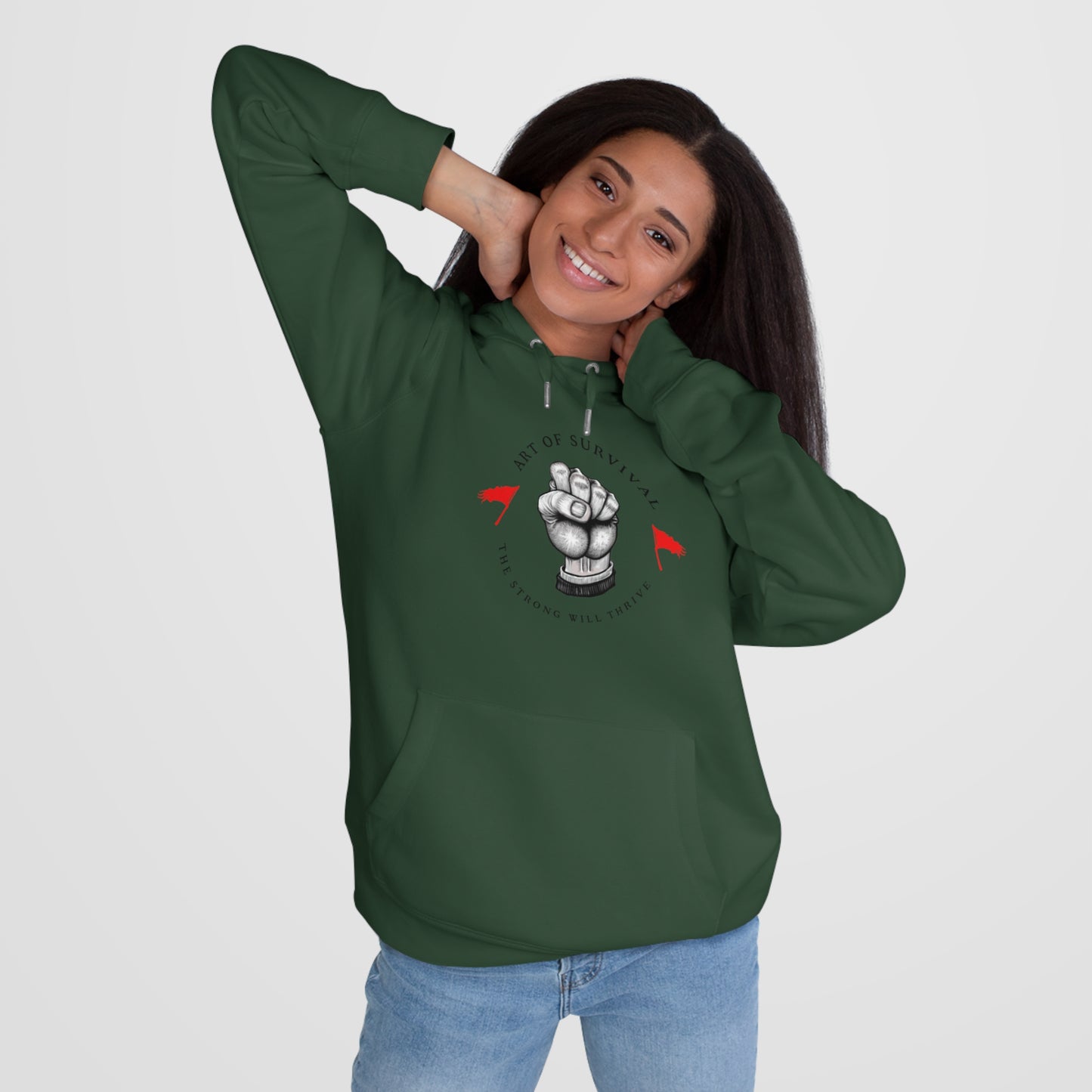 Martial Arts Hoodie - The Art of Survival - Fist Logo - 'The Strong Will Thrive' Subtitle