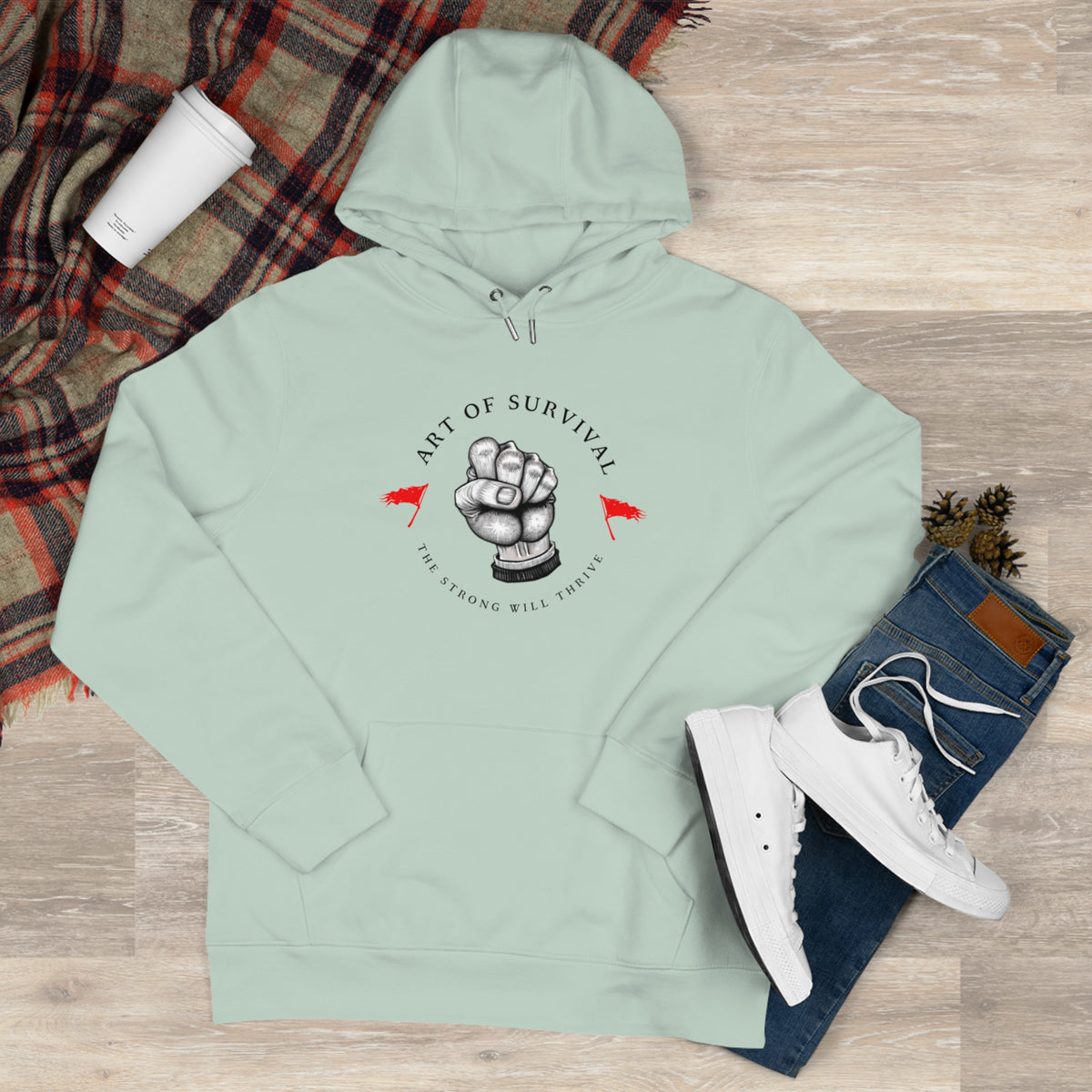 Martial Arts Hoodie - The Art of Survival - Fist Logo - 'The Strong Will Thrive' Subtitle