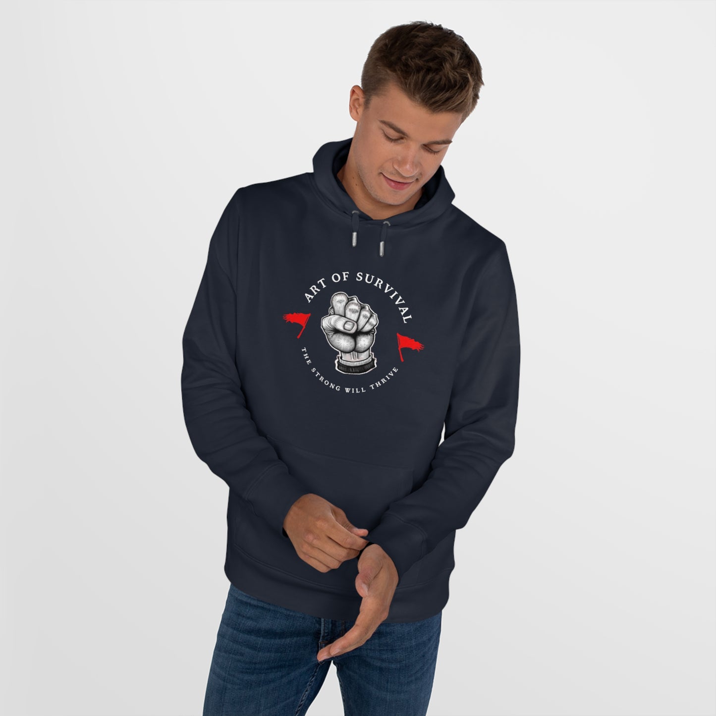 Martial Arts Hoodie - The Art of Survival - Fist Logo - 'The Strong Will Thrive' Subtitle